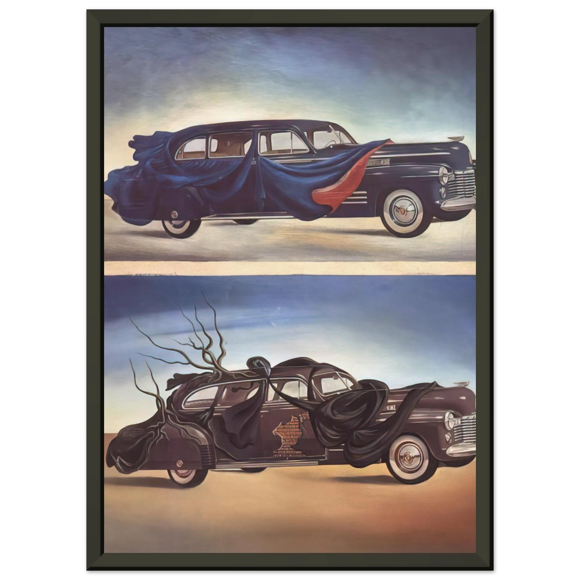 Salvador Dali  CAR CLOTHING CLOTHED AUTOMOBILE Framed Art Print  - Aluminum Frame - 40x50 cm / 16x20 inches