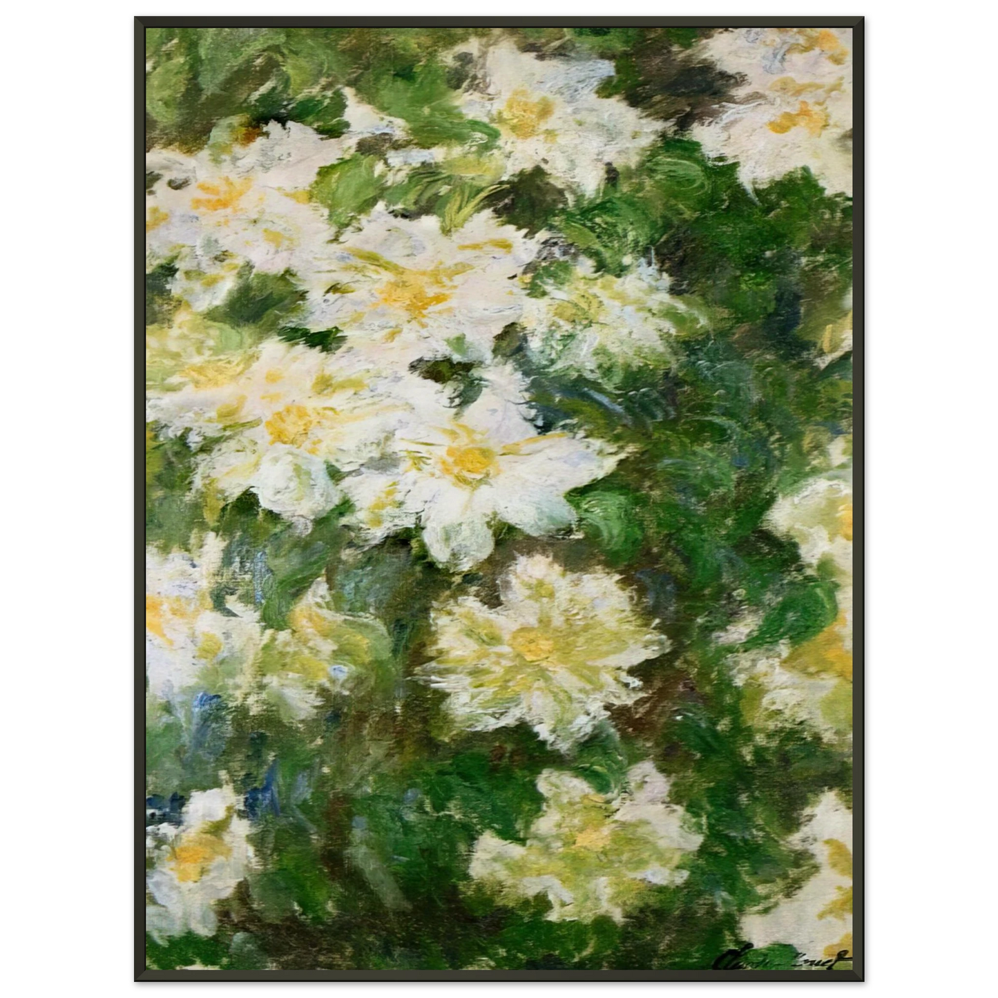 claude monet White Clematis Framed Art Print - Aluminum Frame - 70x100 cm / 28x40 inches