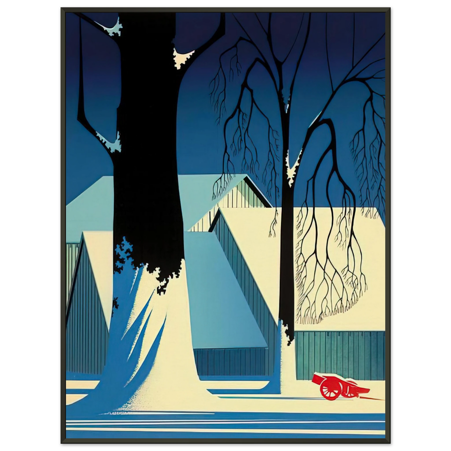 Eyvind Earle Turquoise Framed Art Print - Aluminum Frame - 60x80 cm / 24x32 inches