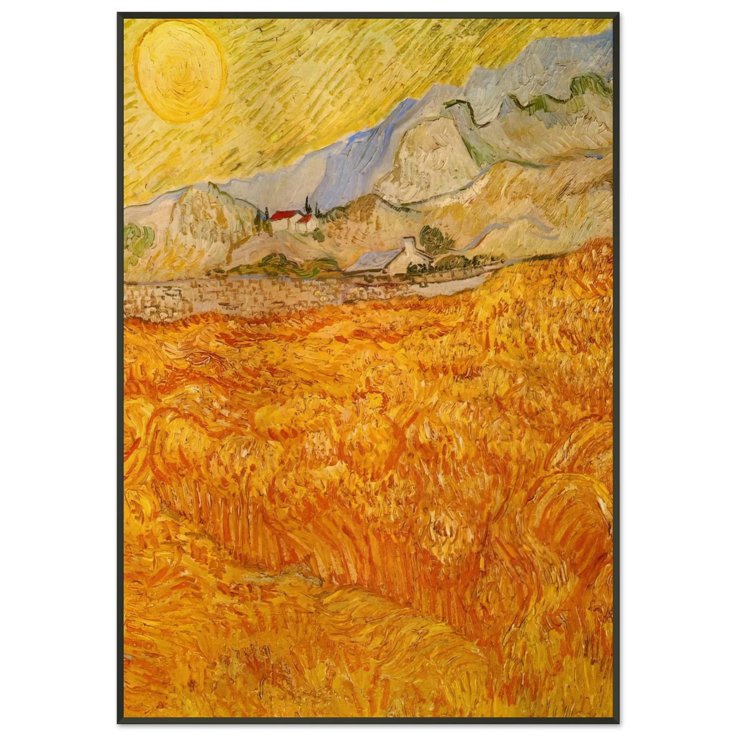 Vincent van Gogh Wheat Field behind Saint Paul Hospital with a Reaper Framed Art Print - Aluminum Frame - 21x29.7 cm / 8x12"