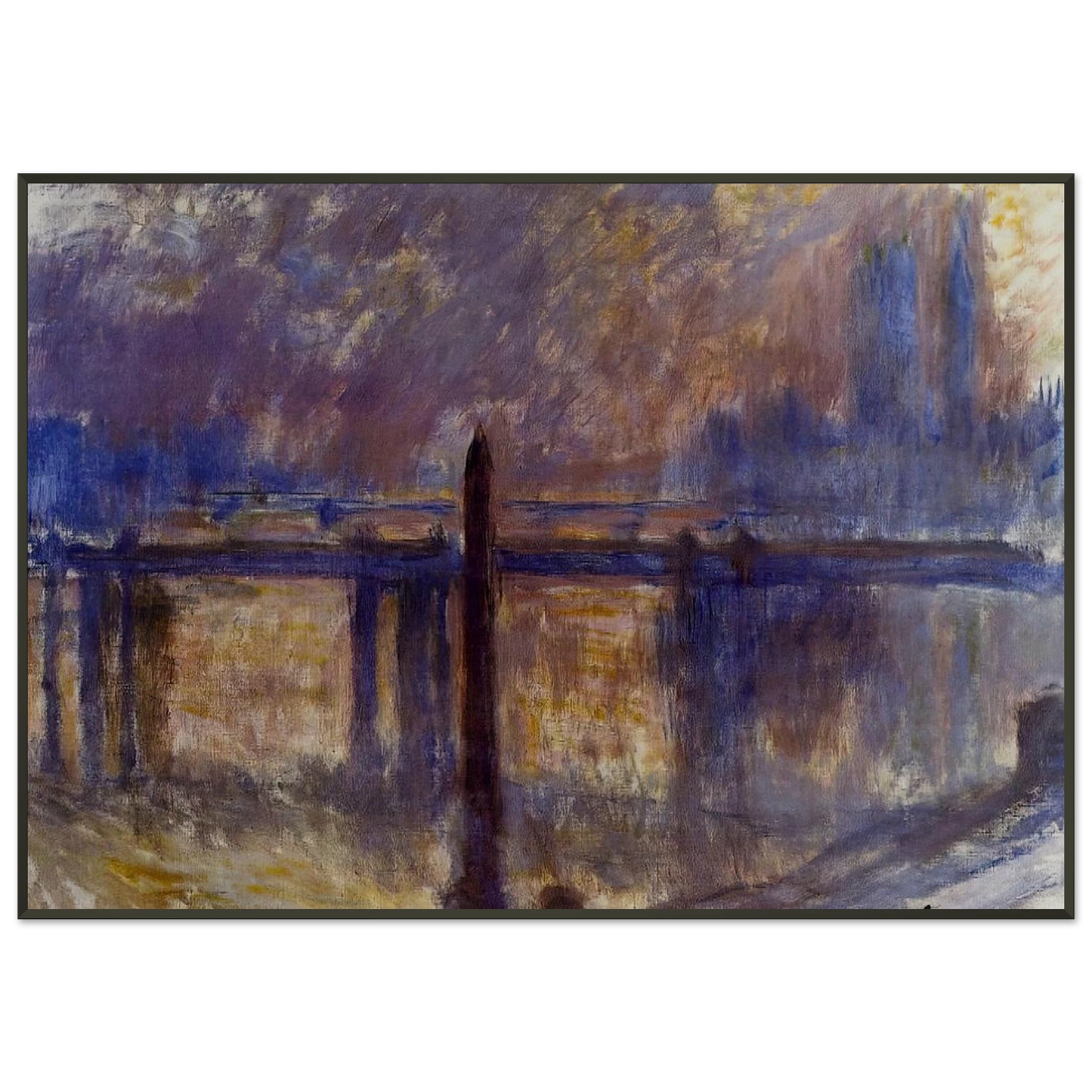 claude monet Charing Cross Bridge Cleopatras Needle Framed Art Print - Aluminum Frame - 21x29.7 cm / 8x12"