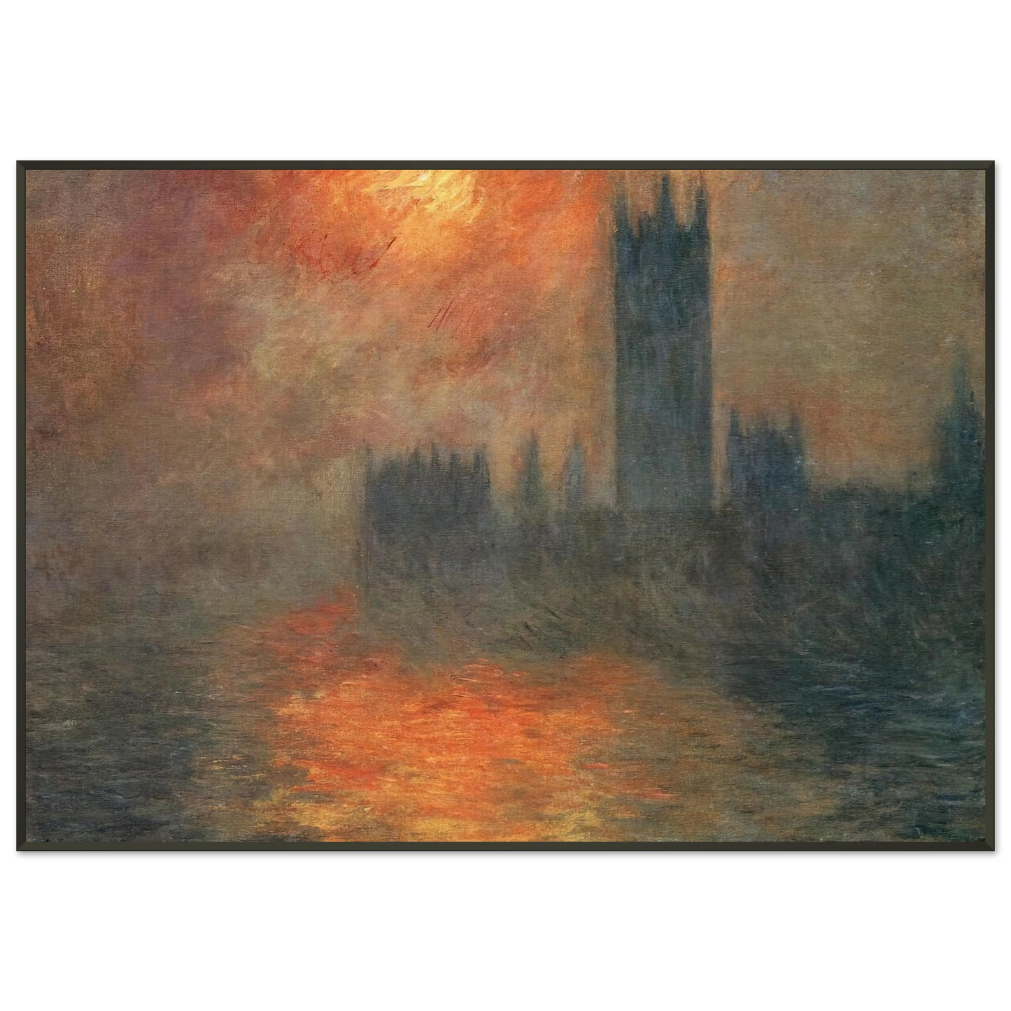claude monet  Houses of Parliament Sunset Framed Art Print  - Aluminum Frame - 21x29.7 cm / 8x12"