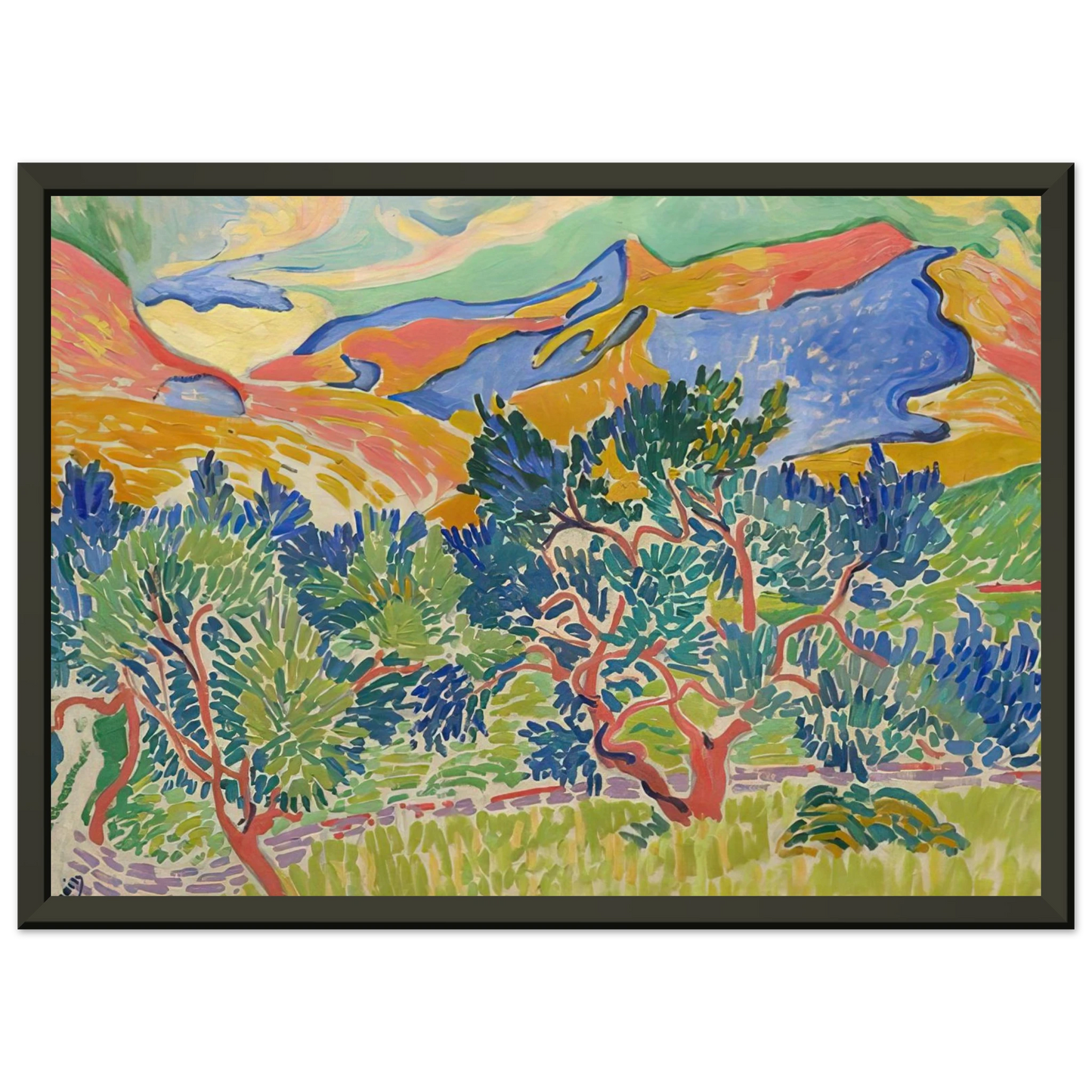 Andre Derain MOUNTAINS AT COLLIOURE 1905 Framed Art Print - Aluminum Frame - 60x80 cm / 24x32 inches