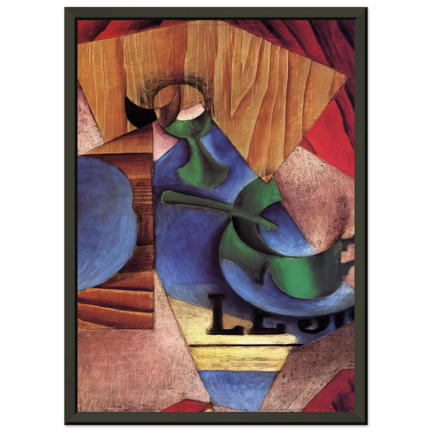Juan Gris  GLASS CUP AND NEWSPAPER 1913 Framed Art Print  - Aluminum Frame - 60x80 cm / 24x32 inches