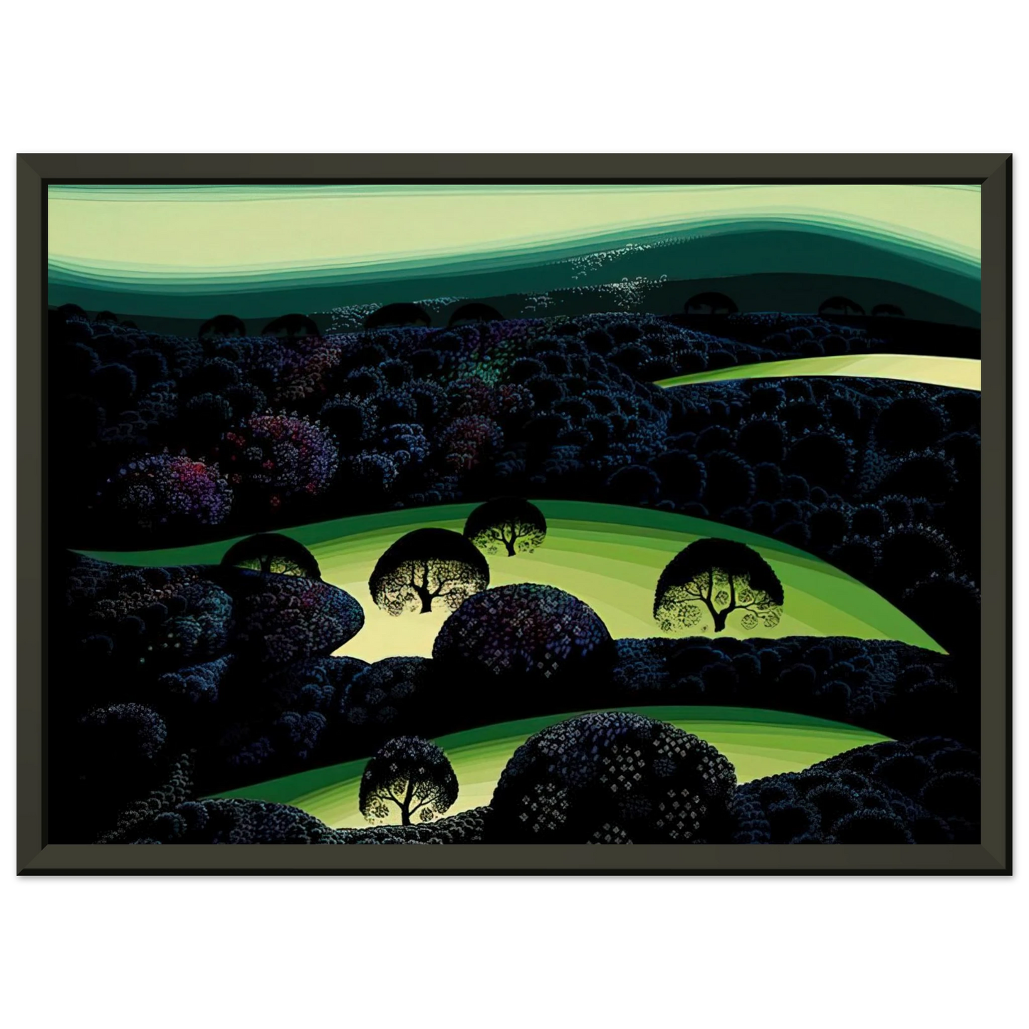 Eyvind Earle  Nocturne Framed Art Print  - Aluminum Frame - 70x100 cm / 28x40 inches