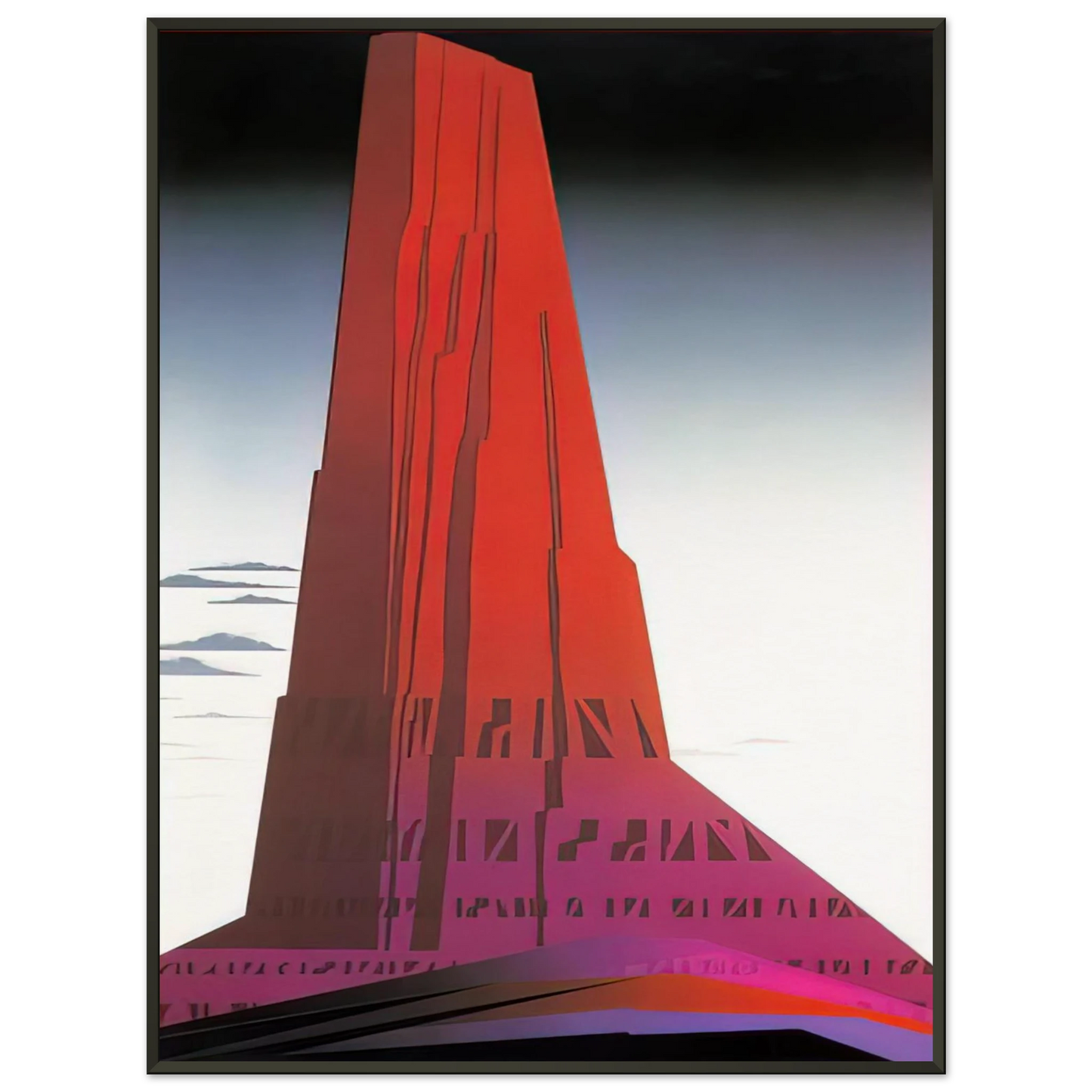 Eyvind Earle Desert Skyscraper Framed Art Print - Aluminum Frame - 70x100 cm / 28x40 inches