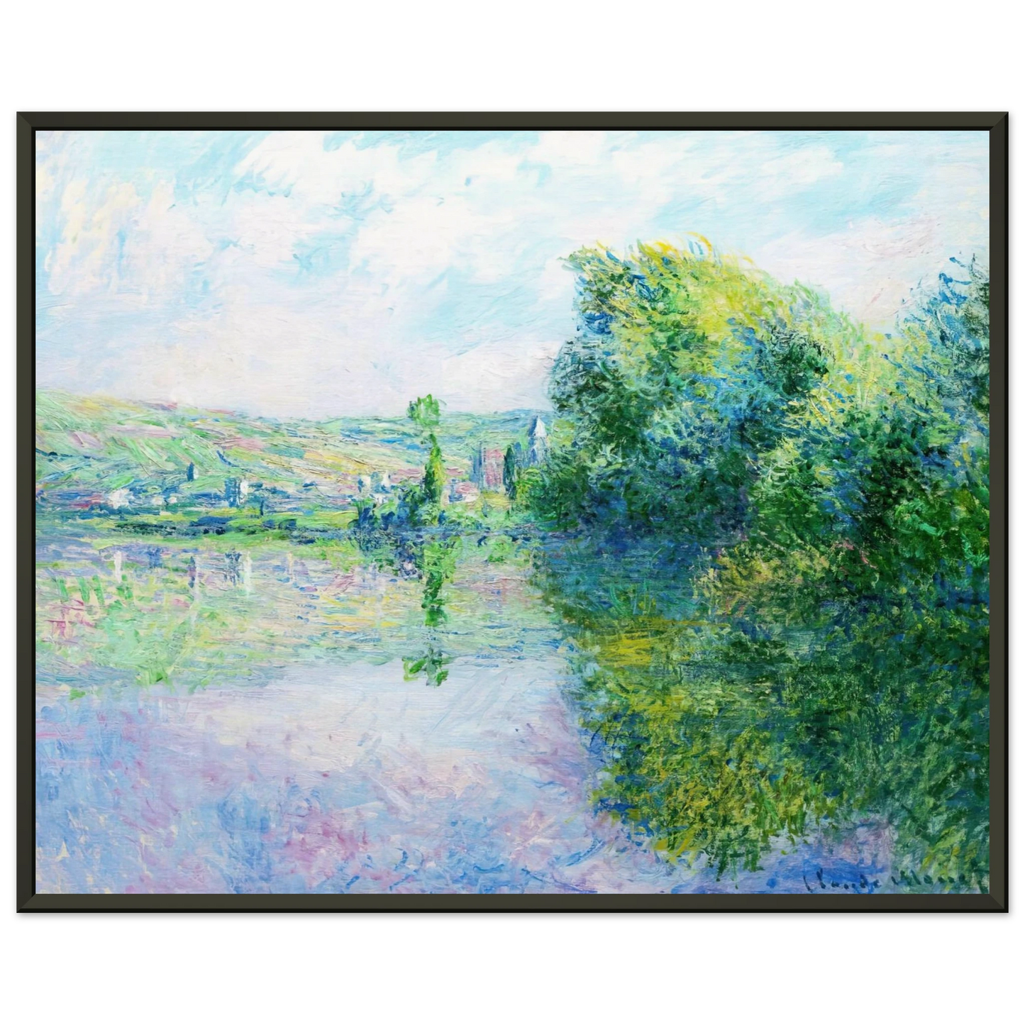 claude monet The Siene at Vetheuil Framed Art Print - Aluminum Frame - 40x50 cm / 16x20 inches