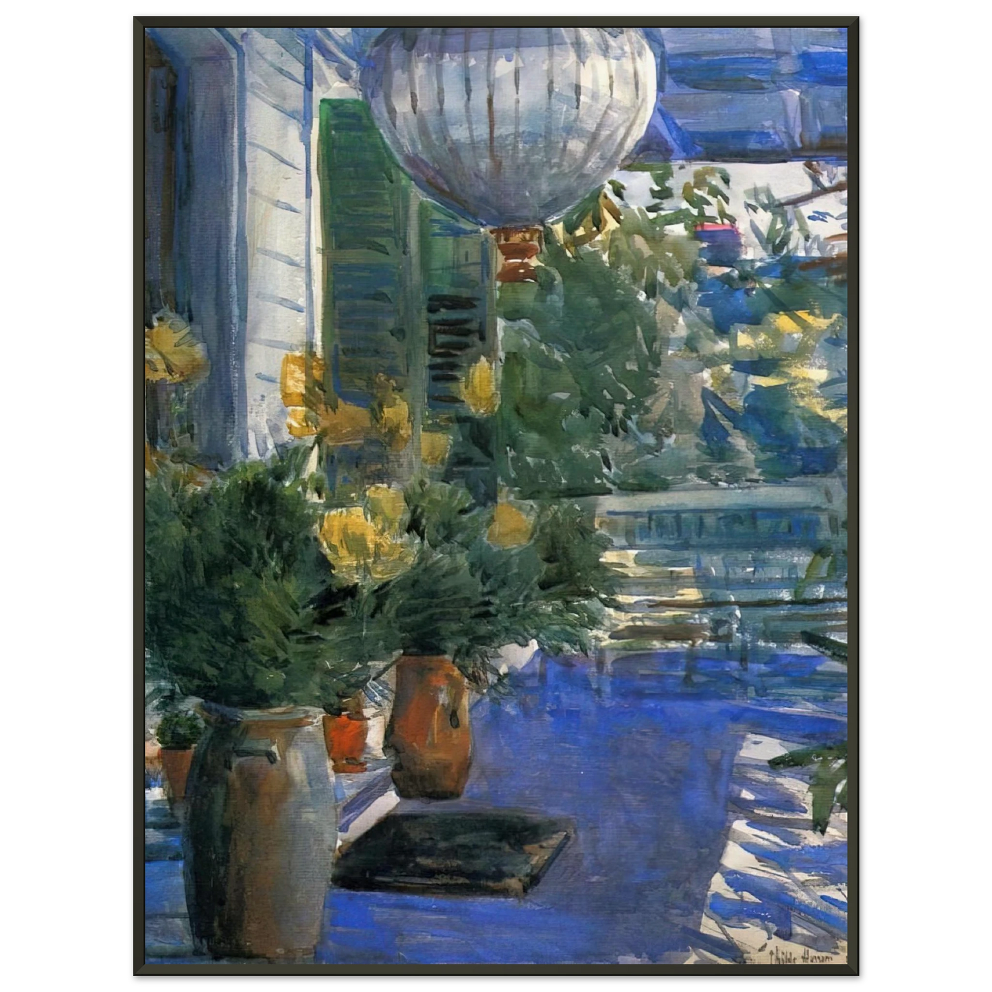 Childe Hassam Veranda of the Old House Framed Art Print - Aluminum Frame - 60x80 cm / 24x32 inches
