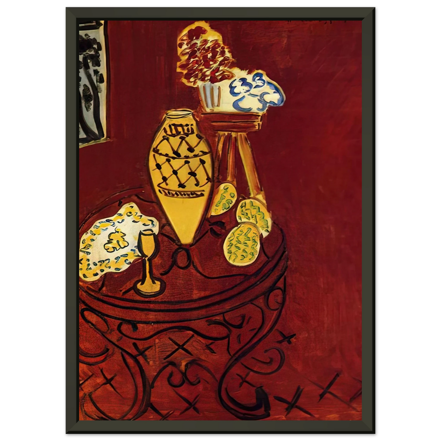 Henri Matisse INTERIOR IN VENETIAN RED 1946 Framed Art Print - Aluminum Frame - 70x100 cm / 28x40 inches