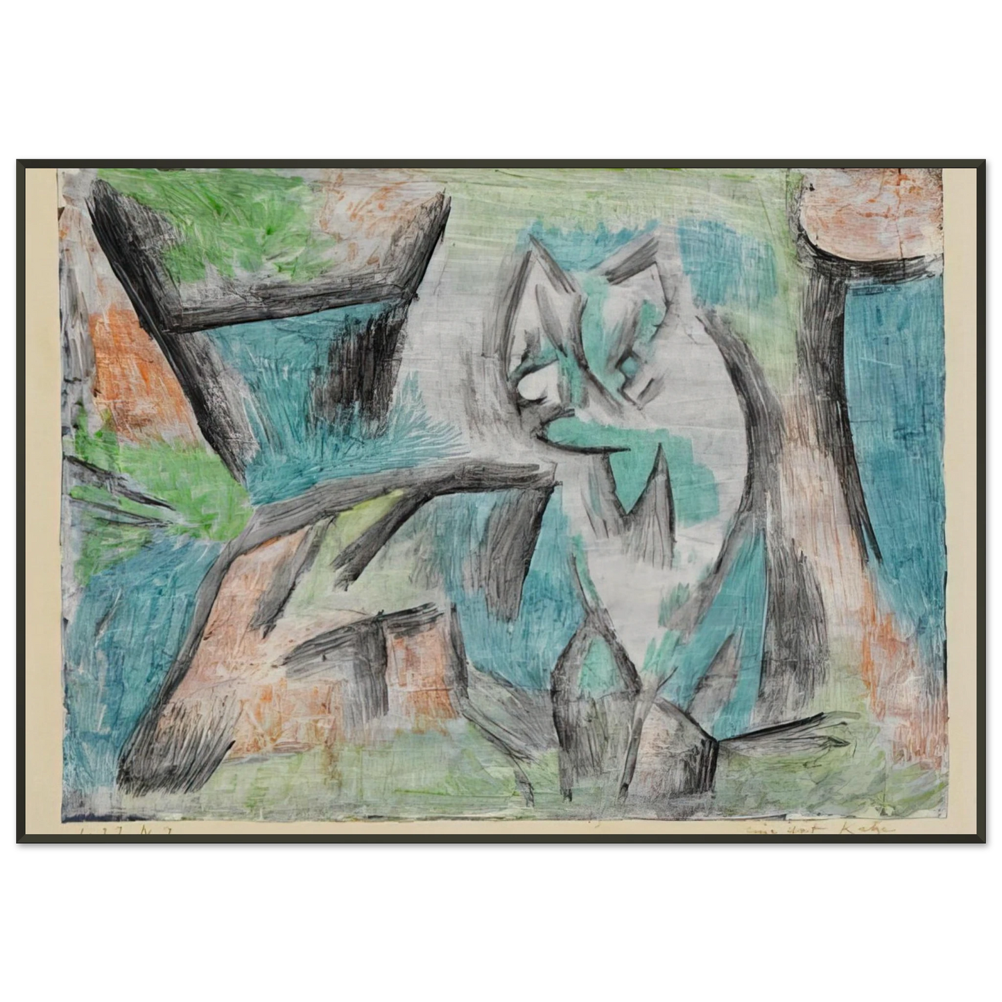 Paul Klee A KIND OF CAT 1937 Framed Art Print - Aluminum Frame - 21x29.7 cm / 8x12"