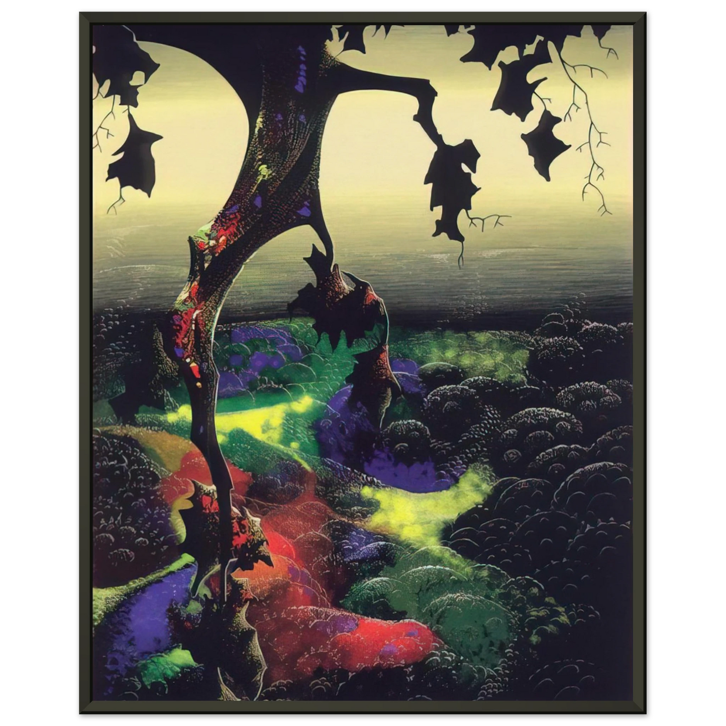 Eyvind Earle  Crimson Red and Gold Framed Art Print  - Aluminum Frame - 70x100 cm / 28x40 inches
