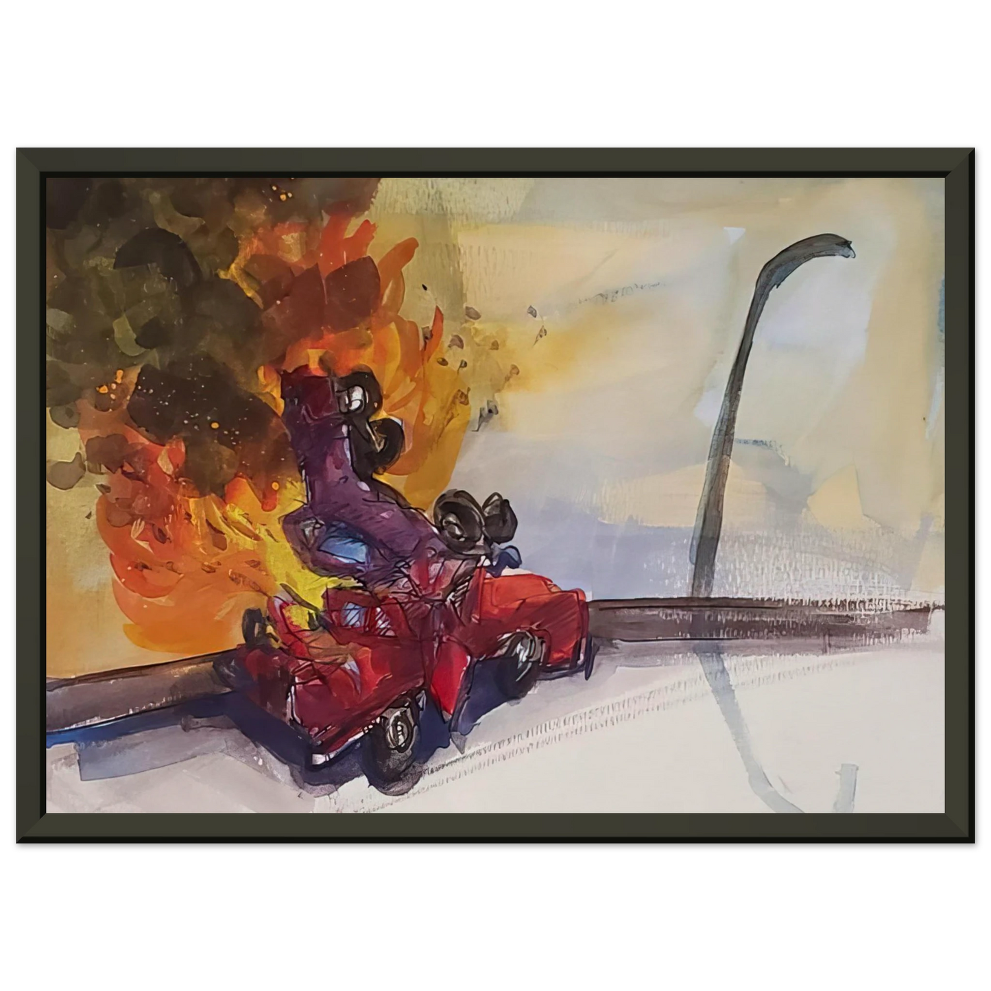 Carlos Almaraz Pile Up Crash 1984 Framed Art Print - Aluminum Frame - 40x50 cm / 16x20 inches