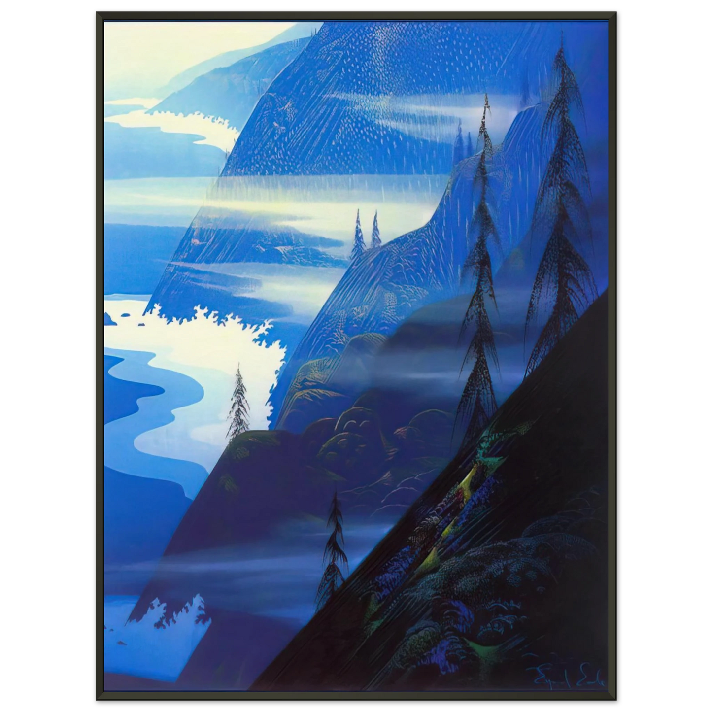 Eyvind Earle Stardust blue Framed Art Print - Aluminum Frame - 40x50 cm / 16x20 inches