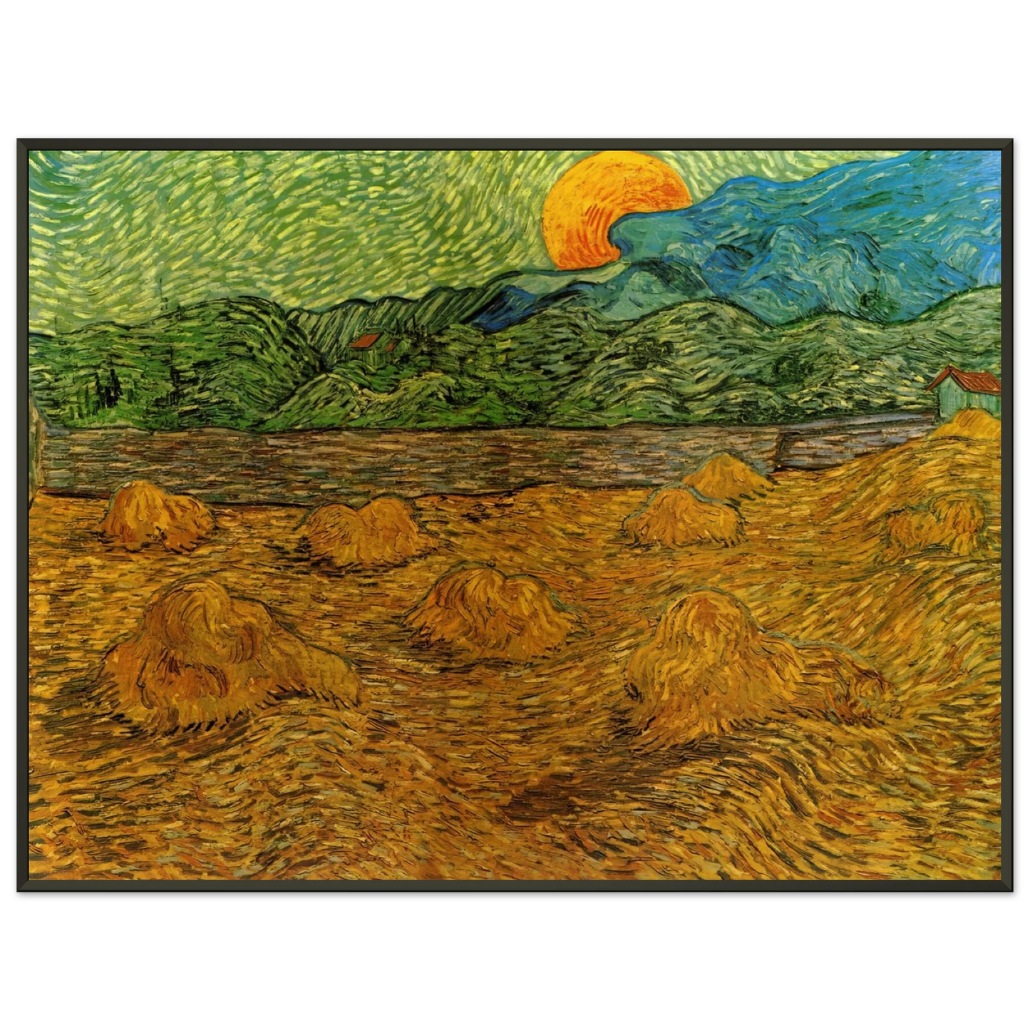 Vincent van Gogh Evening Landscape with Rising Moon Framed Art Print - Aluminum Frame - 60x80 cm / 24x32 inches