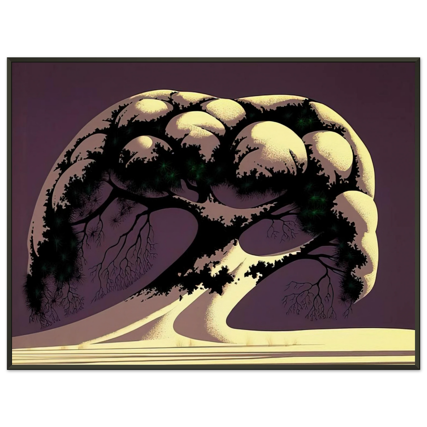 Eyvind Earle Snow Tree Framed Art Print - Aluminum Frame - 60x80 cm / 24x32 inches
