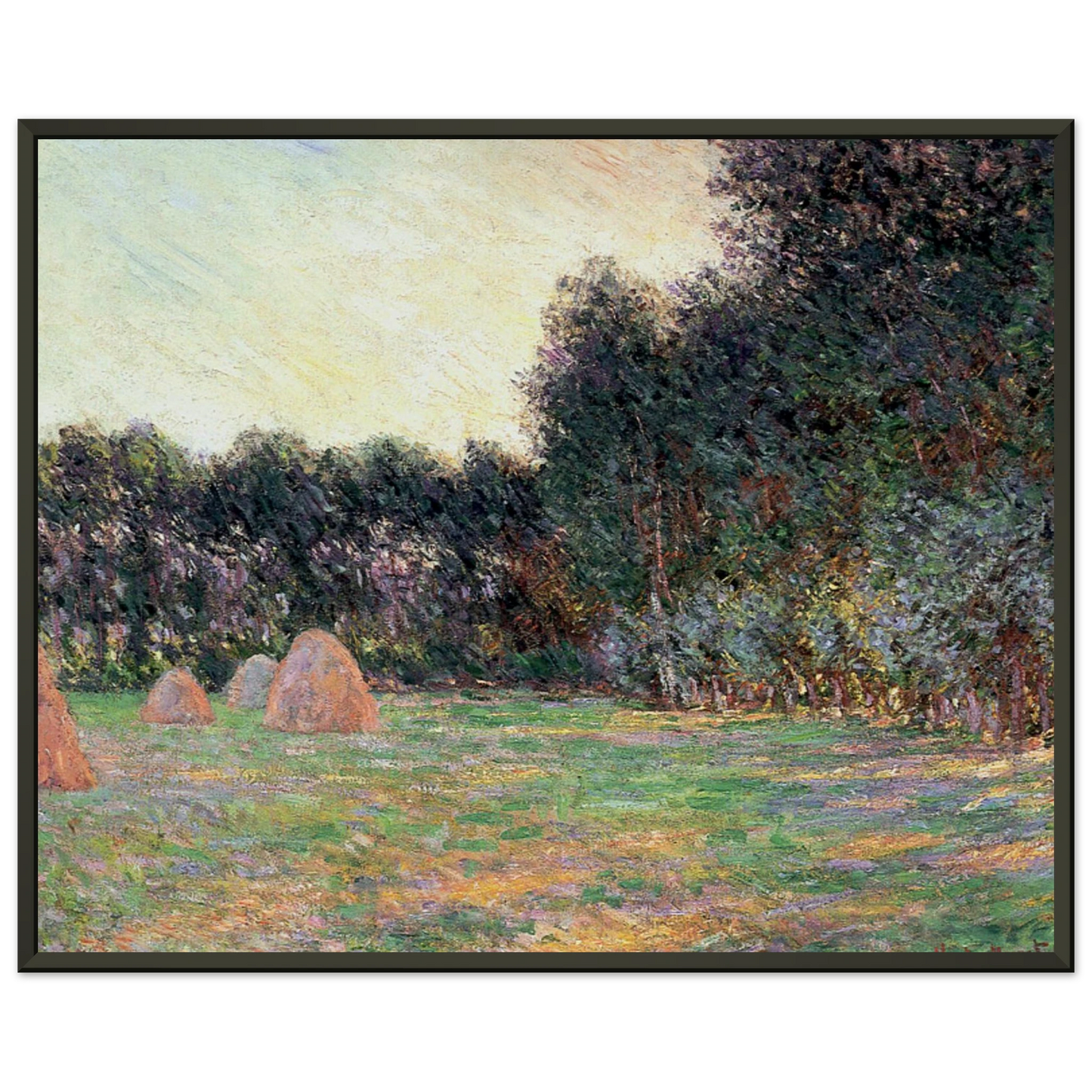 claude monet  Meadow with Haystacks near Giverny Framed Art Print  - Aluminum Frame - 60x80 cm / 24x32 inches