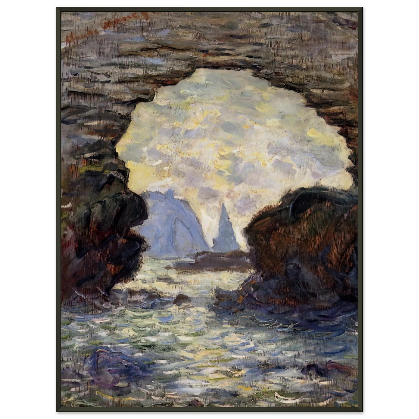claude monet The Rock Needle Seen through the Porte dAumont Framed Art Print - Aluminum Frame - 60x80 cm / 24x32 inches