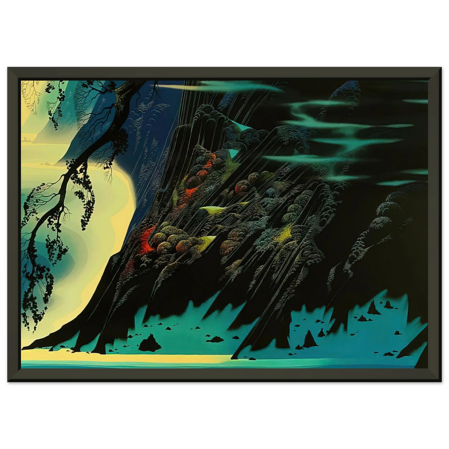 Eyvind Earle Coastal Magic Framed Art Print - Aluminum Frame - 60x80 cm / 24x32 inches