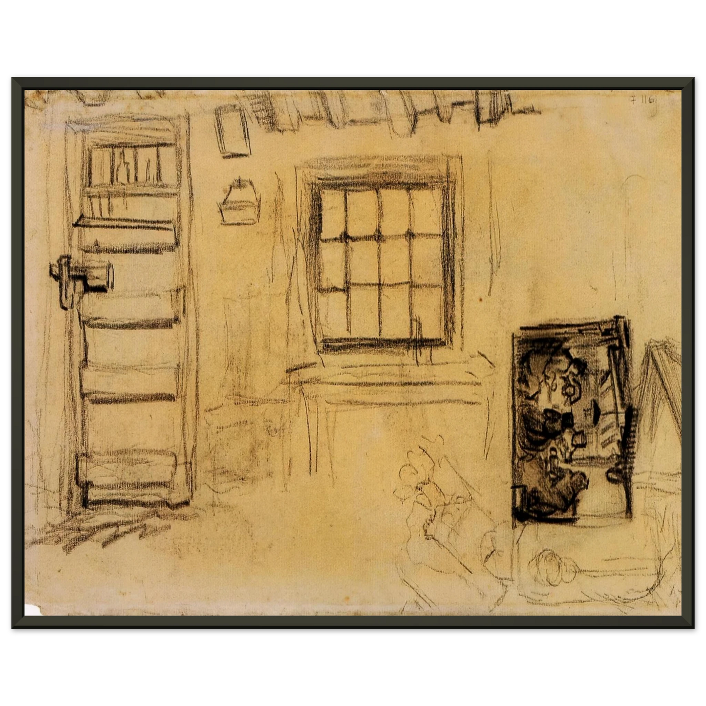 Vincent van Gogh Studies of the Interior of a Cottage and a Sketch of The Potato Eaters Framed Art Print - Aluminum Frame - 60x80 cm / 24x32 inches