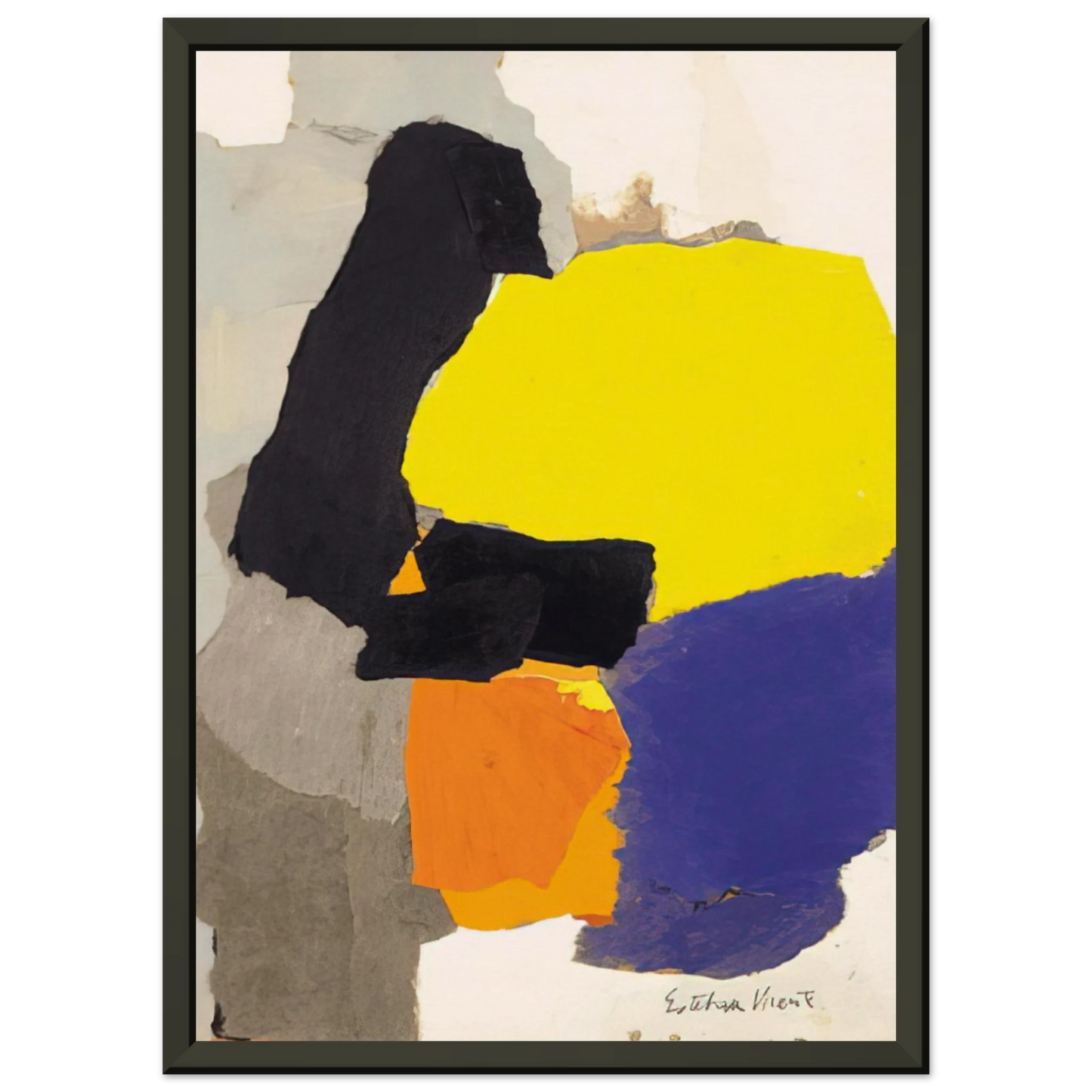 Esteban Vicente COLLAGE WITH YELLOW BLUE AND ORANGE 1963 Framed Art Print - Aluminum Frame - 40x50 cm / 16x20 inches