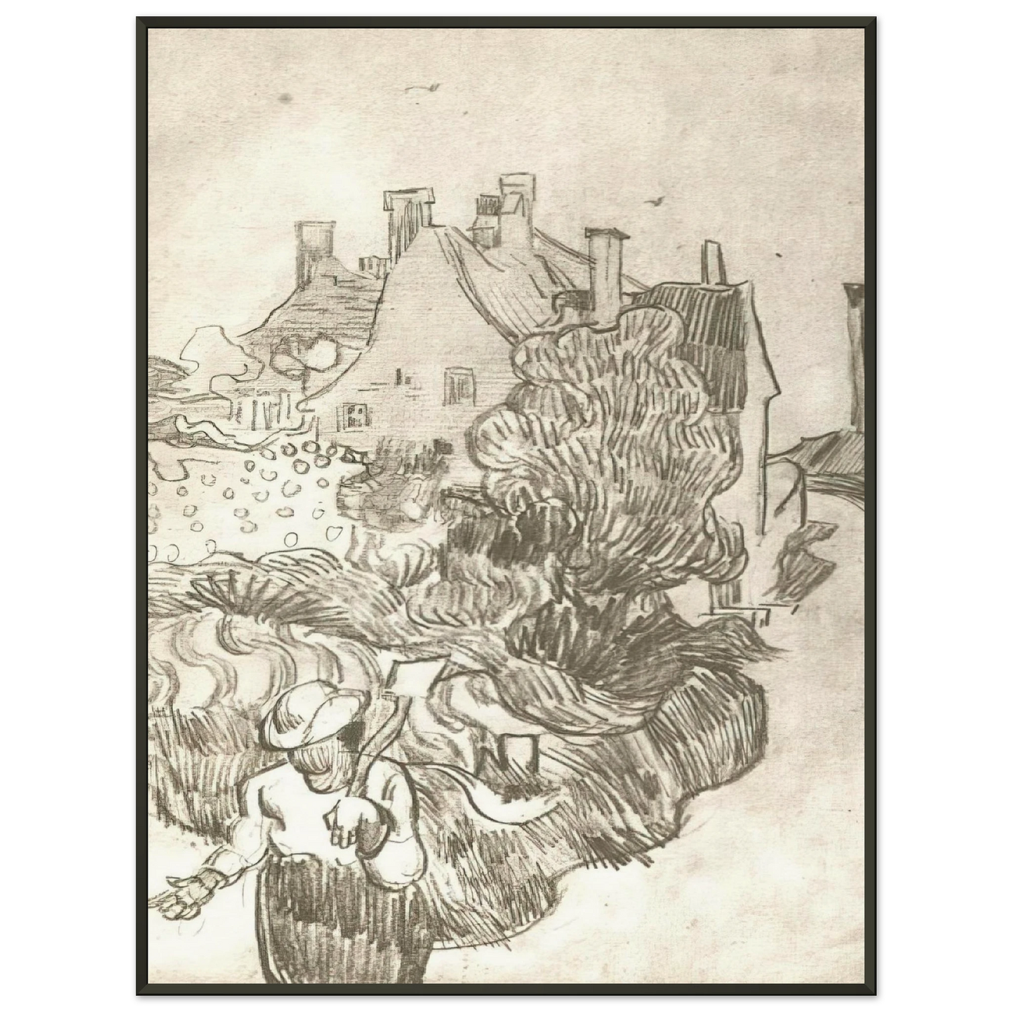 Vincent van Gogh  A House at Auvers Framed Art Print  - Aluminum Frame - 70x100 cm / 28x40 inches