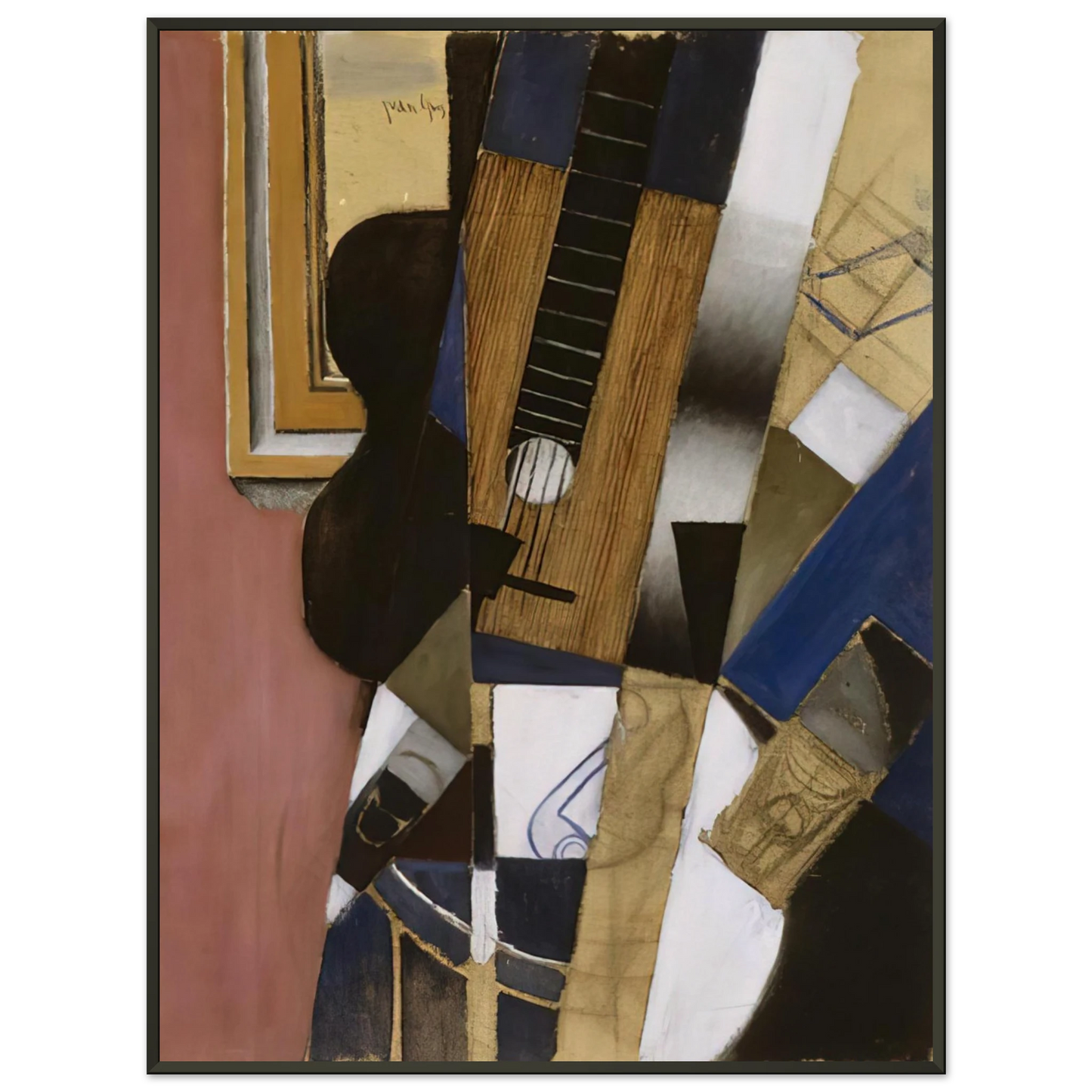 Juan Gris  GUITAR AND PIPE 1913 Framed Art Print  - Aluminum Frame - 70x100 cm / 28x40 inches