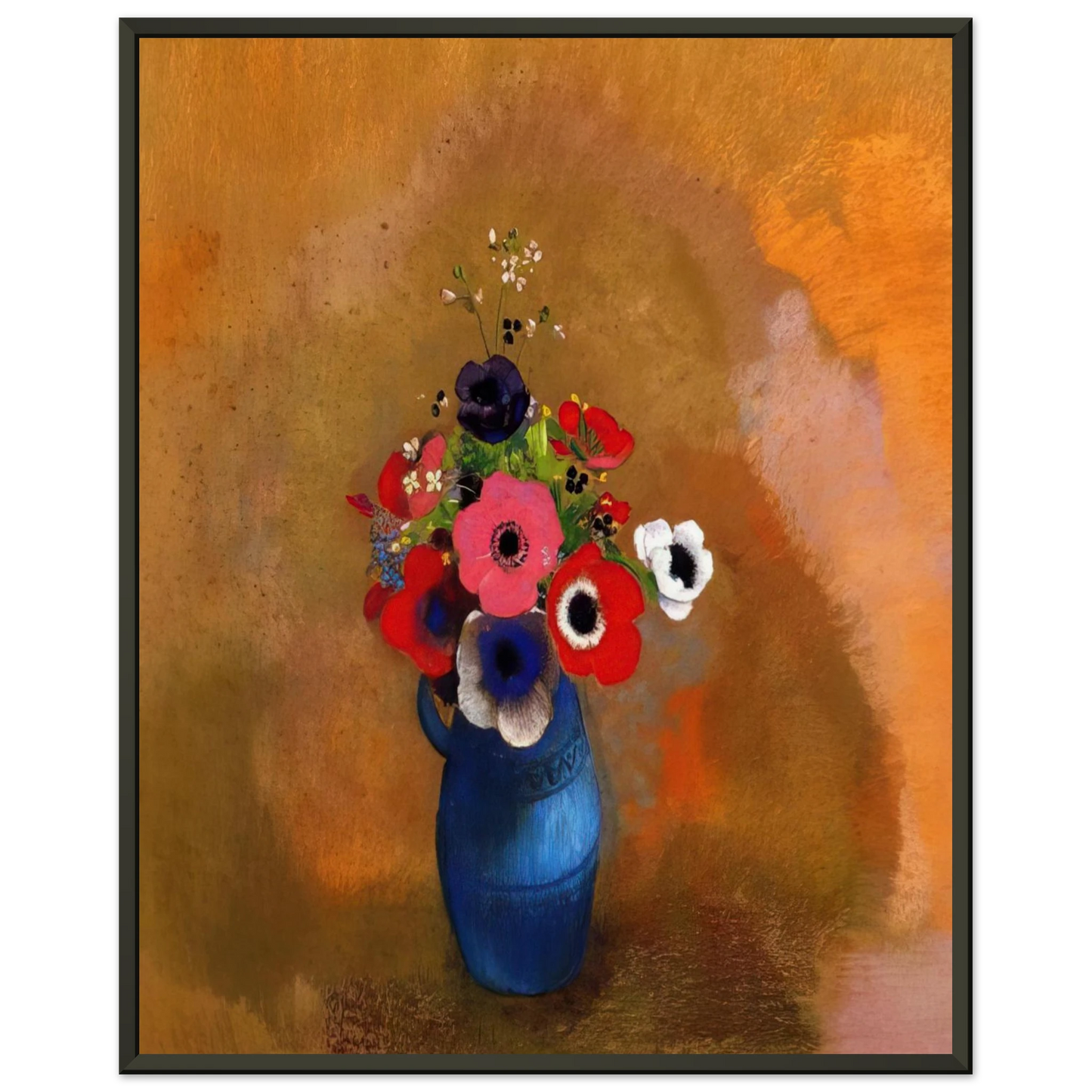 Odilon Redon  BOUQUET OF ANEMONES Framed Art Print  - Aluminum Frame - 60x80 cm / 24x32 inches