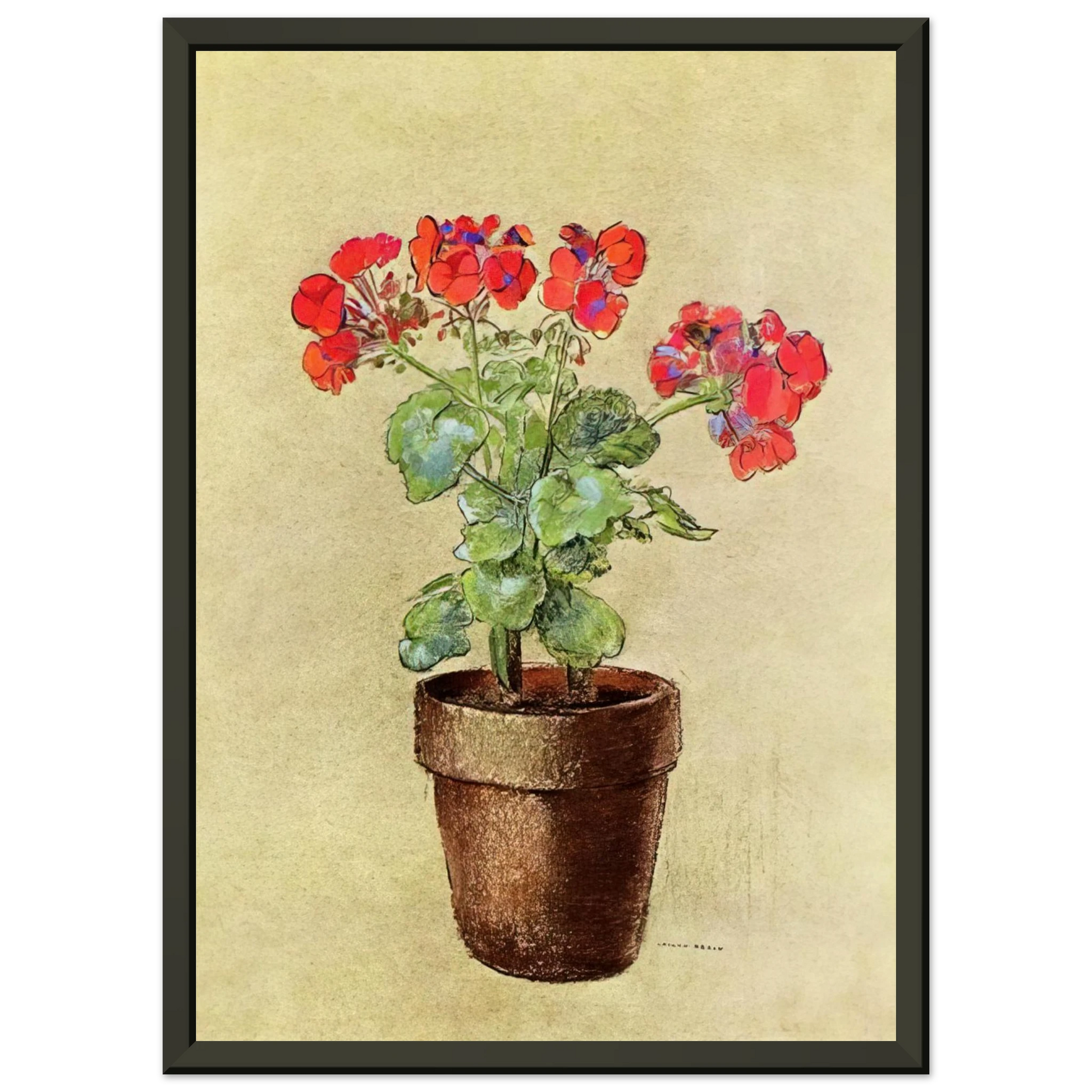 Odilon Redon  GERANIUMS 1902 Framed Art Print  - Aluminum Frame - 40x50 cm / 16x20 inches
