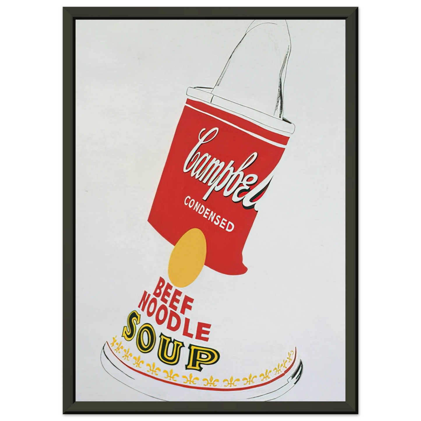 Andy Warhol Crushed Campbells Soup Can Beef Noodle Framed Art Print - Aluminum Frame - 60x80 cm / 24x32 inches