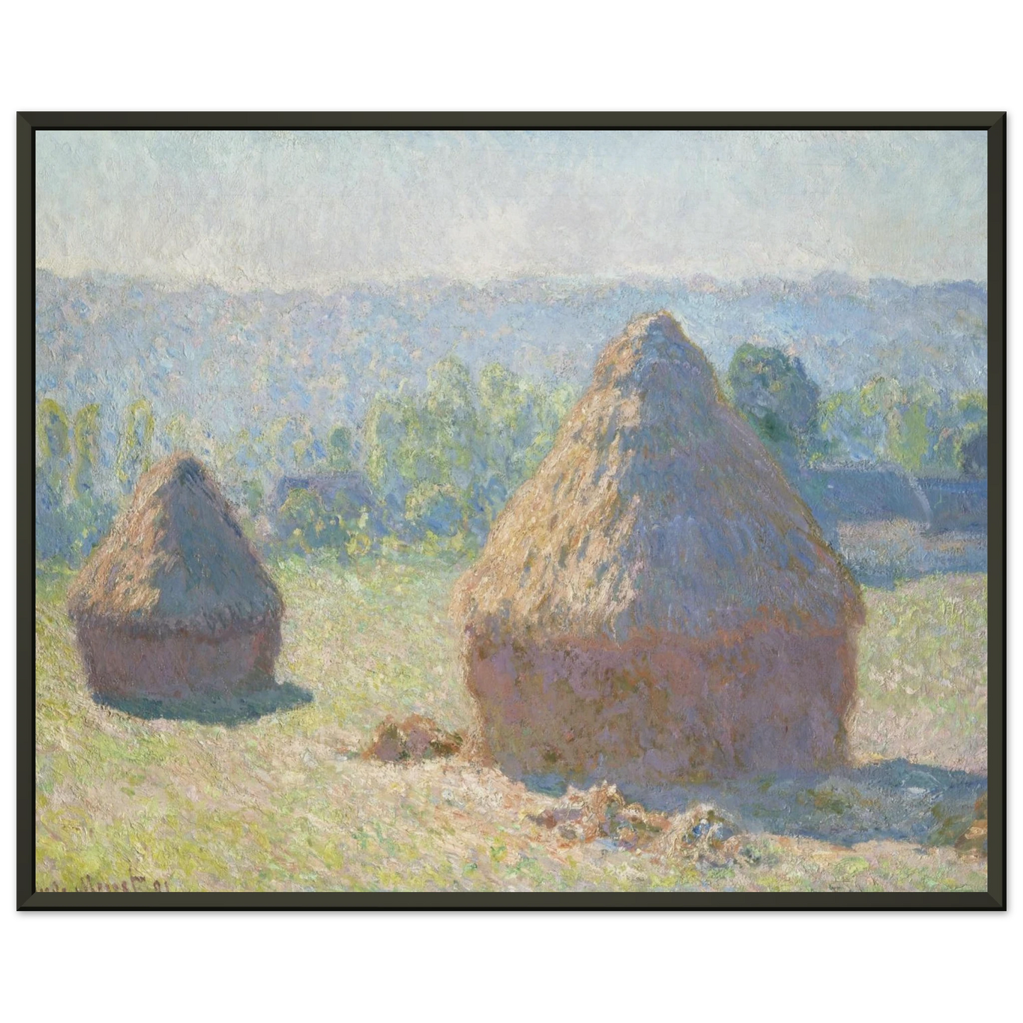 claude monet  Haystacks end of Summer Framed Art Print  - Aluminum Frame - 60x80 cm / 24x32 inches