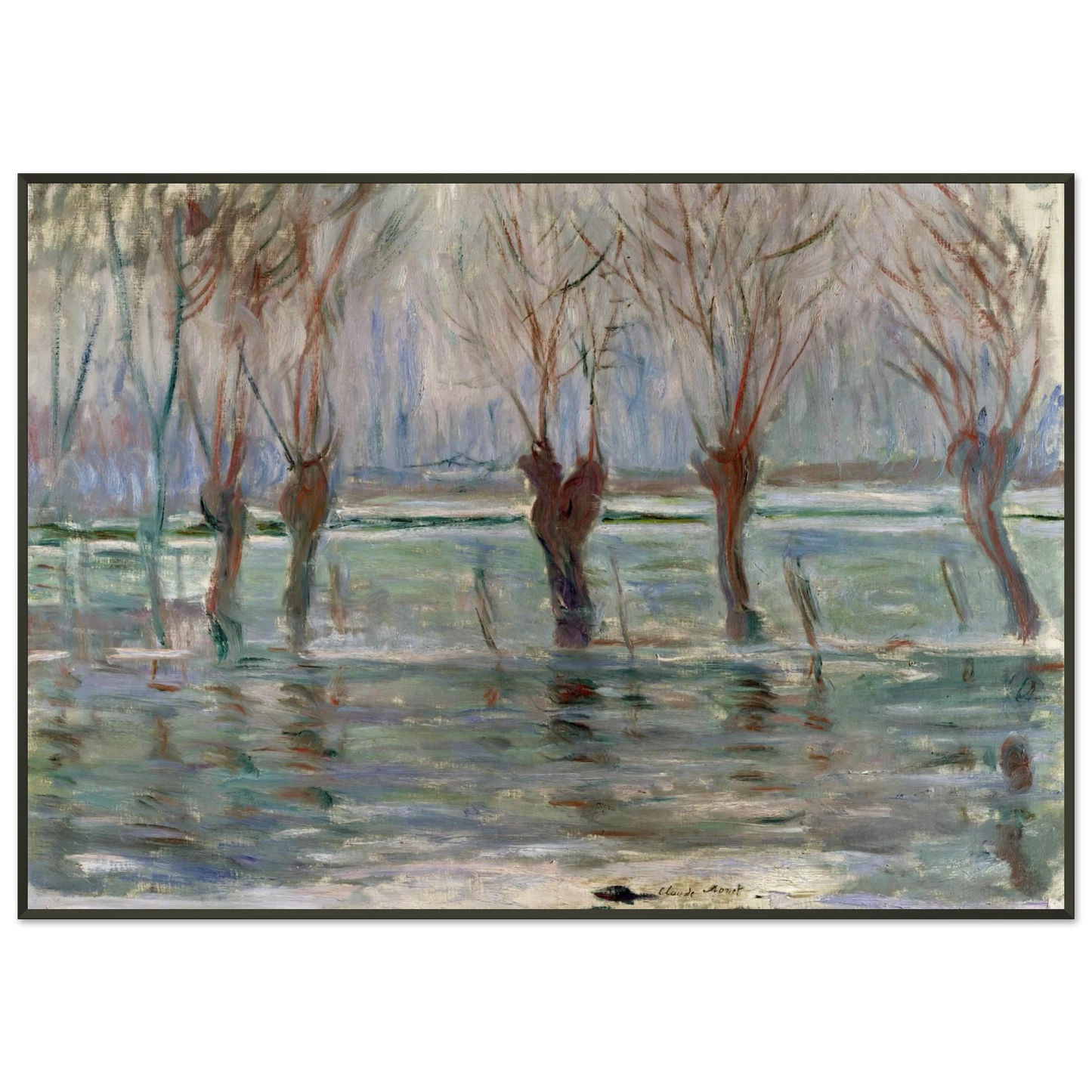 claude monet Flood Waters Framed Art Print - Aluminum Frame - 21x29.7 cm / 8x12"