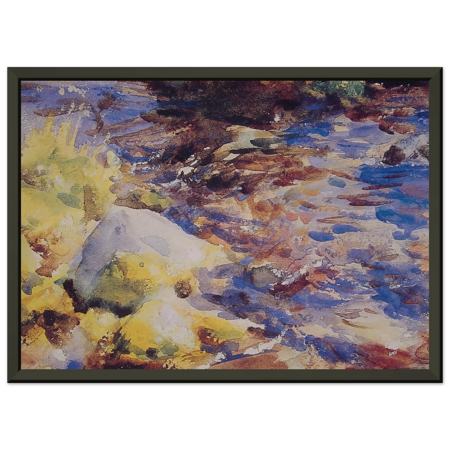 John Singer Sargent Reflections Rocks and Water Framed Art Print - Aluminum Frame - 60x80 cm / 24x32 inches