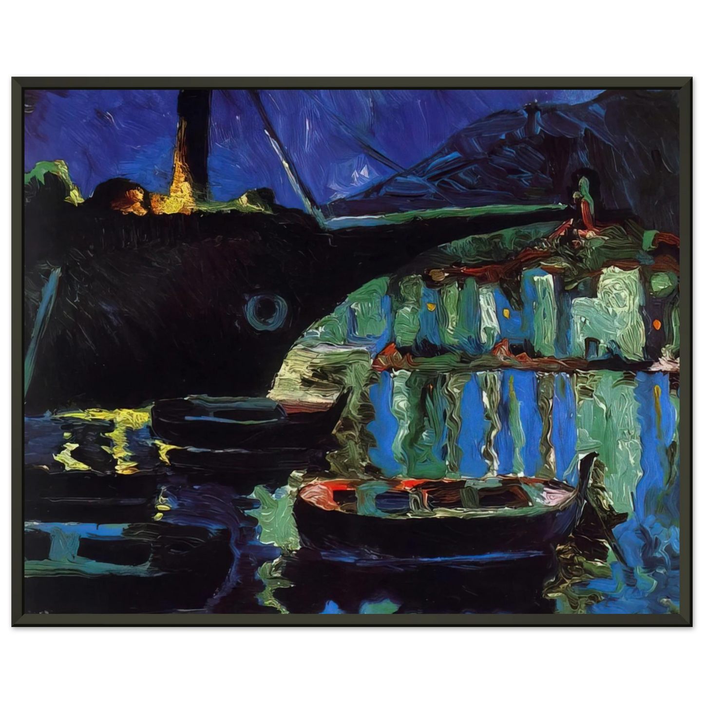 Salvador Dali PORT OF CADAQUES NIGHT Framed Art Print - Aluminum Frame - 70x100 cm / 28x40 inches