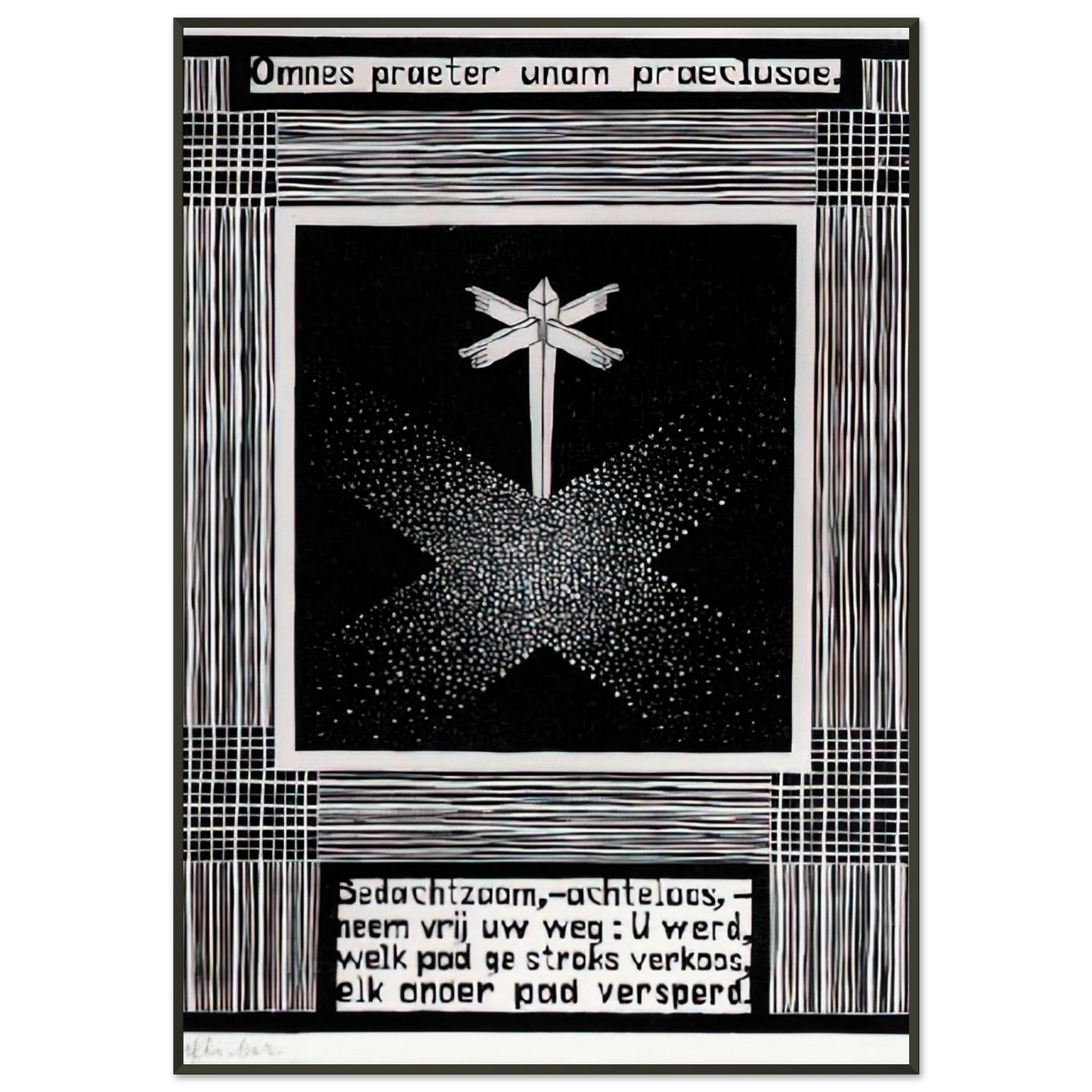 MC Escher  EMBLEMATA SIGNPOST Framed Art Print  - Aluminum Frame - 21x29.7 cm / 8x12"