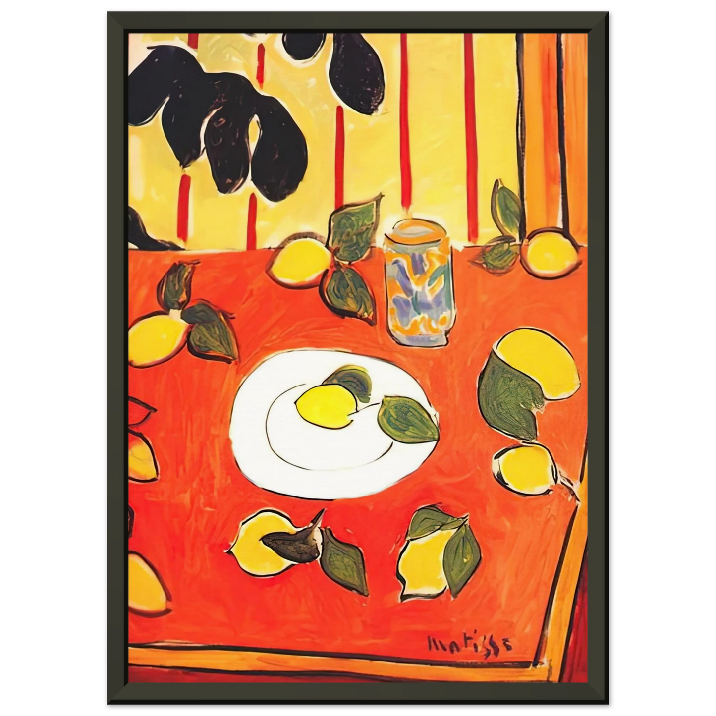 Henri Matisse  BLACK PHILODENDRON AND LEMONS 1943 Framed Art Print  - Aluminum Frame - 70x100 cm / 28x40 inches