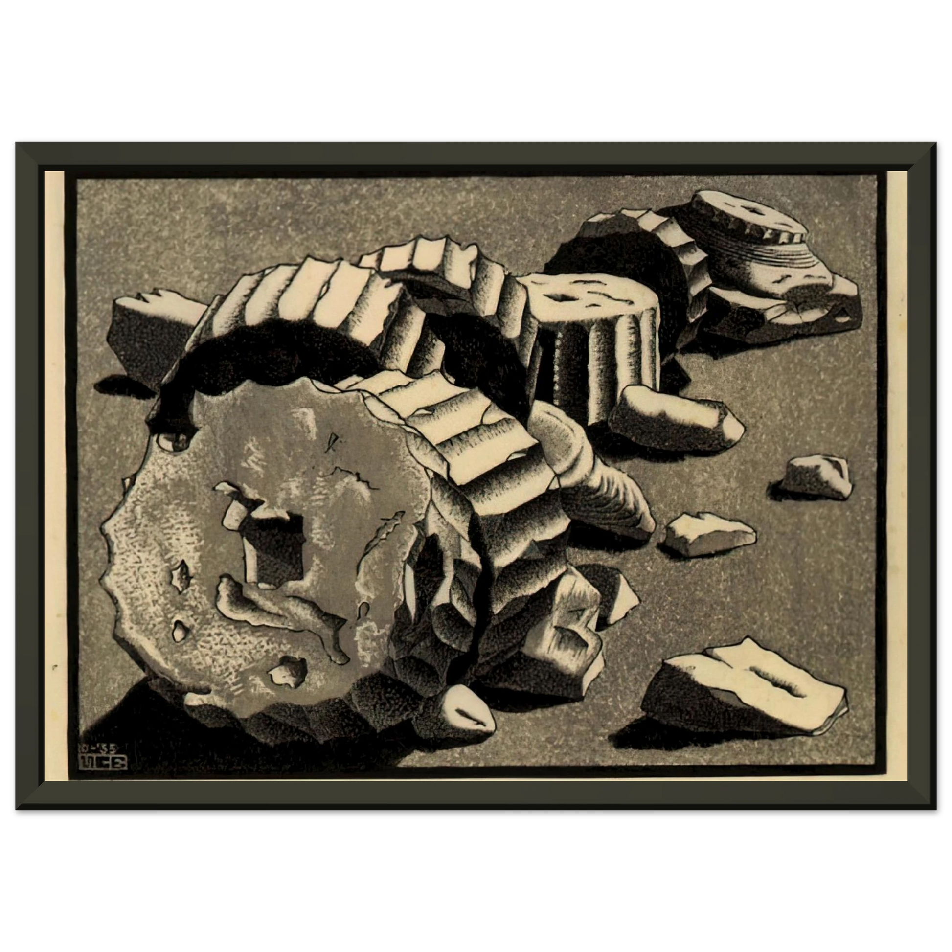 MC Escher  SELINUNTE SICILY OCTOBER 1935 1935 Framed Art Print  - Aluminum Frame - 40x50 cm / 16x20 inches