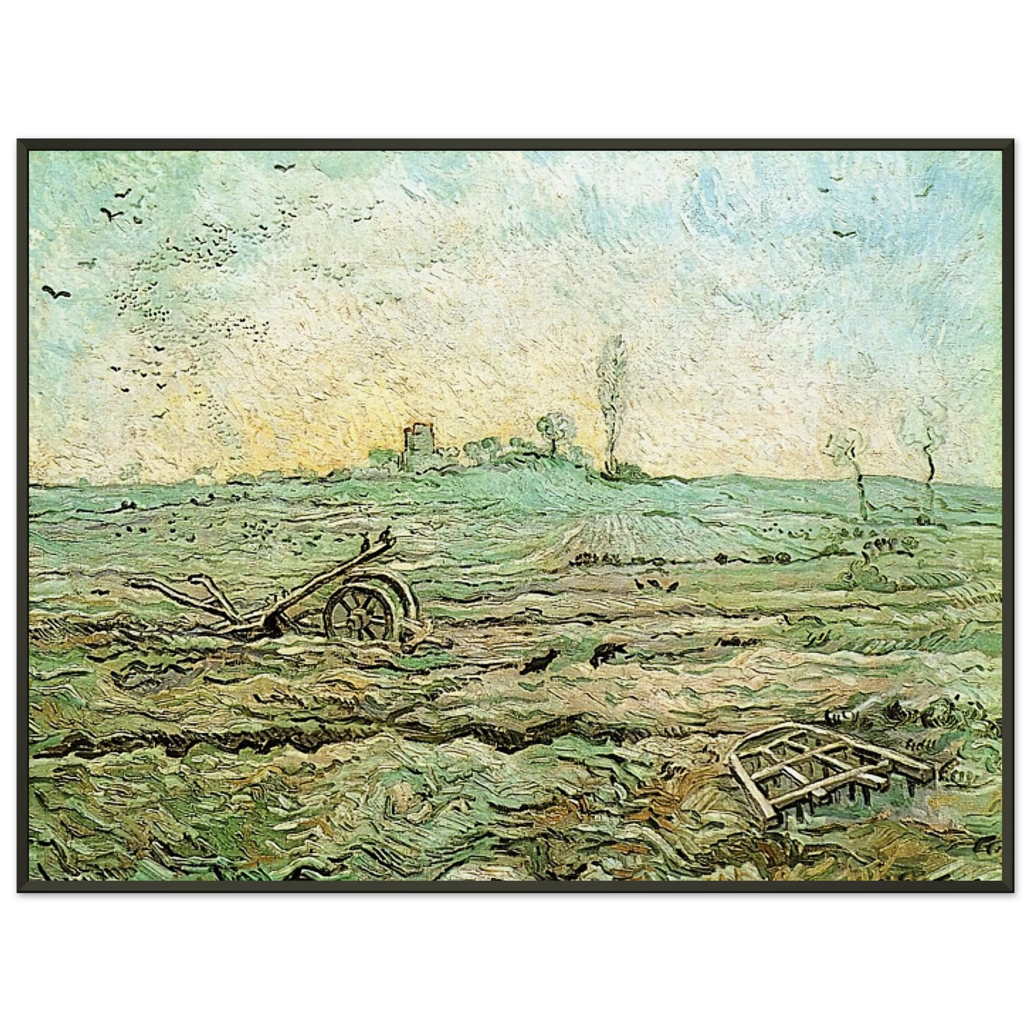 Vincent van Gogh The Plough and the Harrow after Millet Framed Art Print - Aluminum Frame - 70x100 cm / 28x40 inches