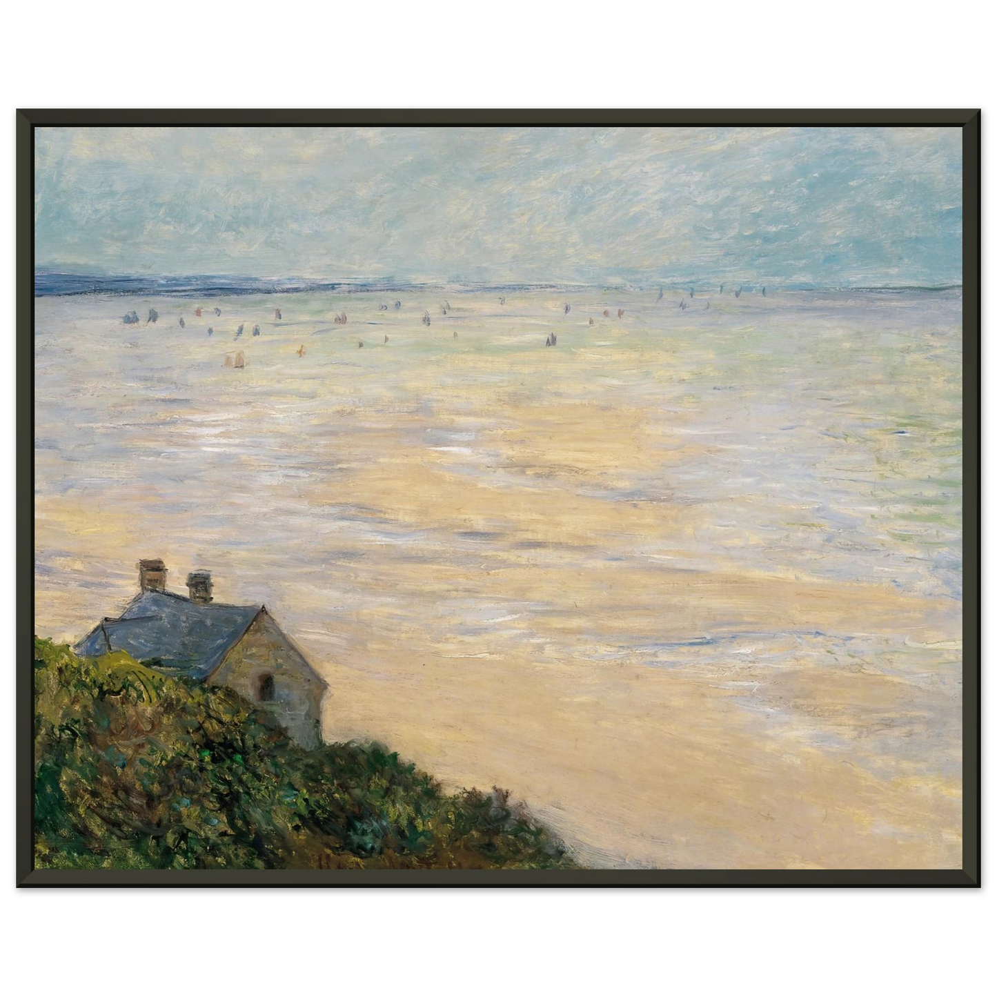 claude monet  The Hut at Trouville Low Tide Framed Art Print  - Aluminum Frame - 40x50 cm / 16x20 inches