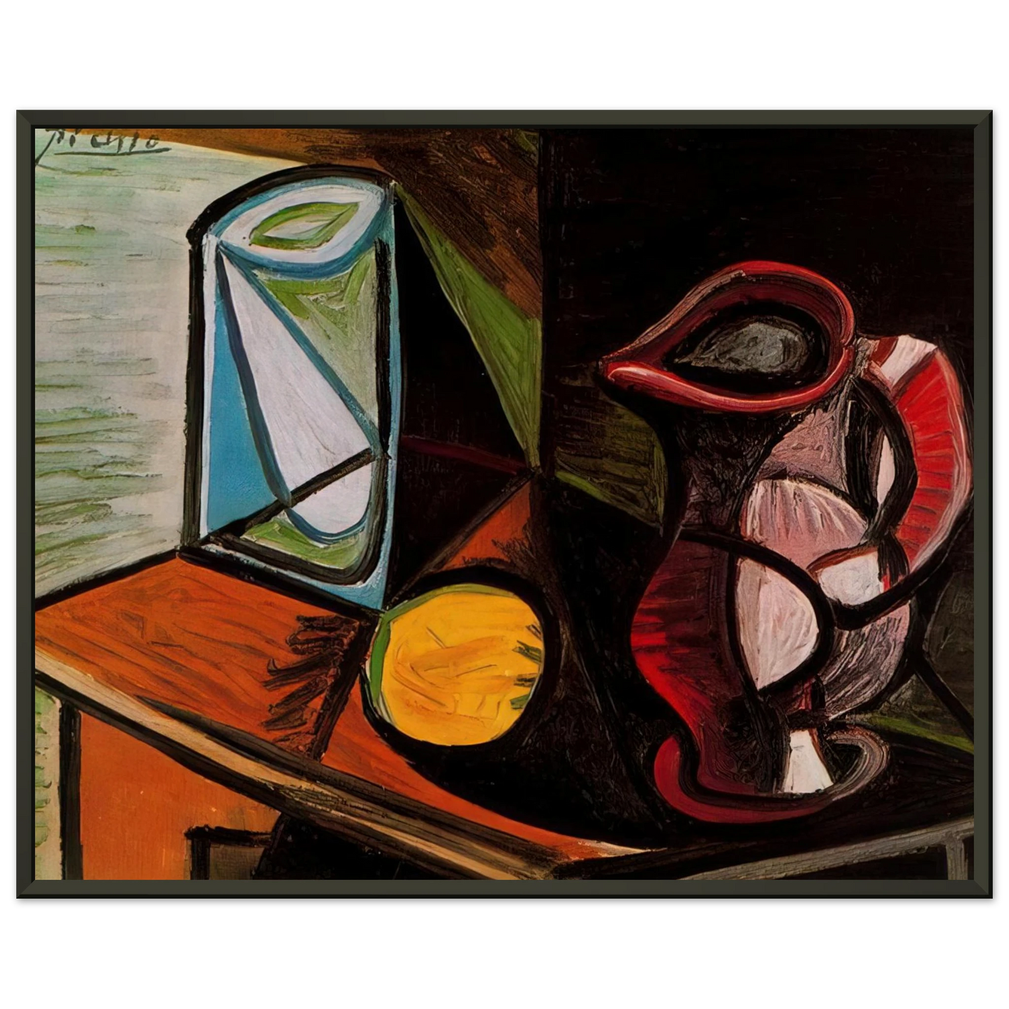 Pablo Picasso Glass and pitcher Framed Art Print - Aluminum Frame - 60x80 cm / 24x32 inches