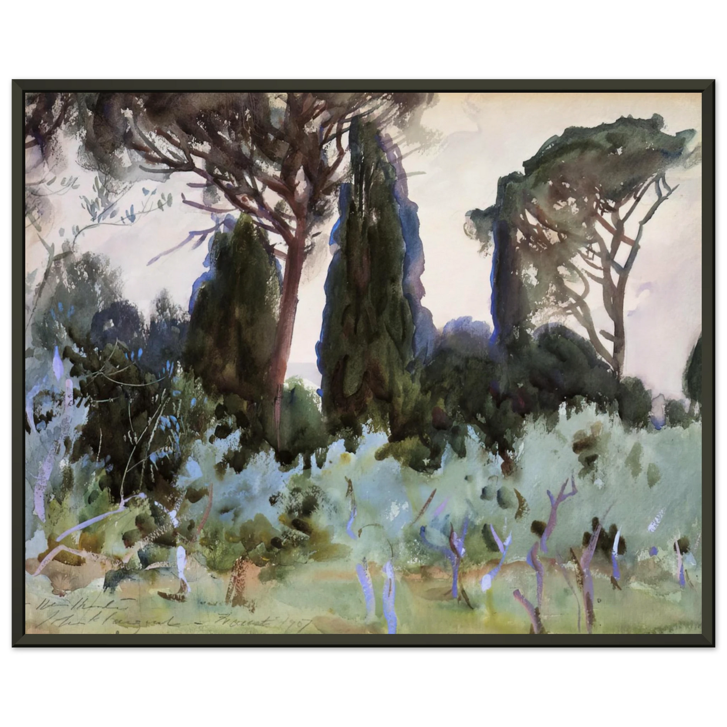 John Singer Sargent Landscape near Florence Framed Art Print - Aluminum Frame - 70x100 cm / 28x40 inches