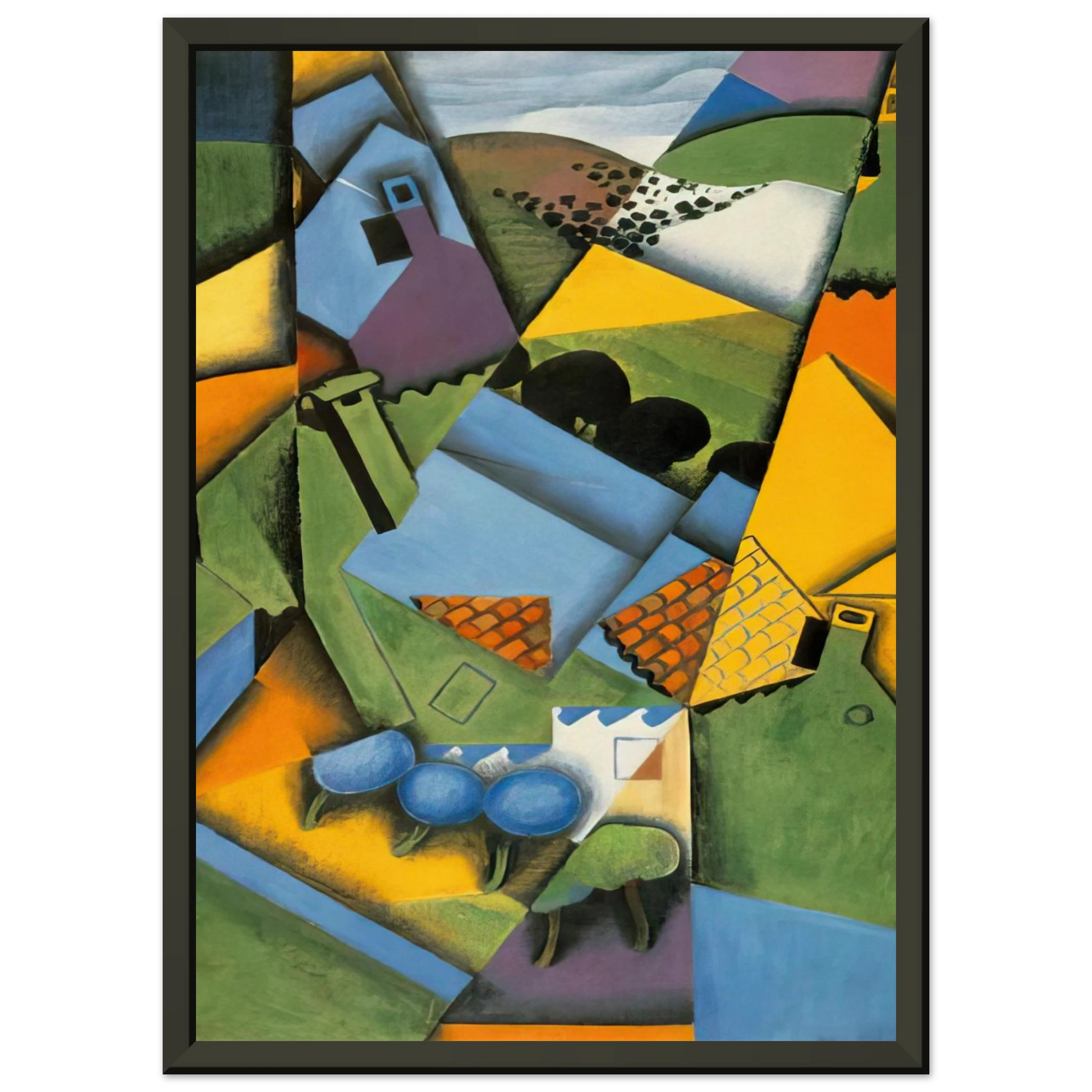 Juan Gris  LANDSCAPE WITH HOUSE AT CERET 1913 Framed Art Print  - Aluminum Frame - 60x80 cm / 24x32 inches