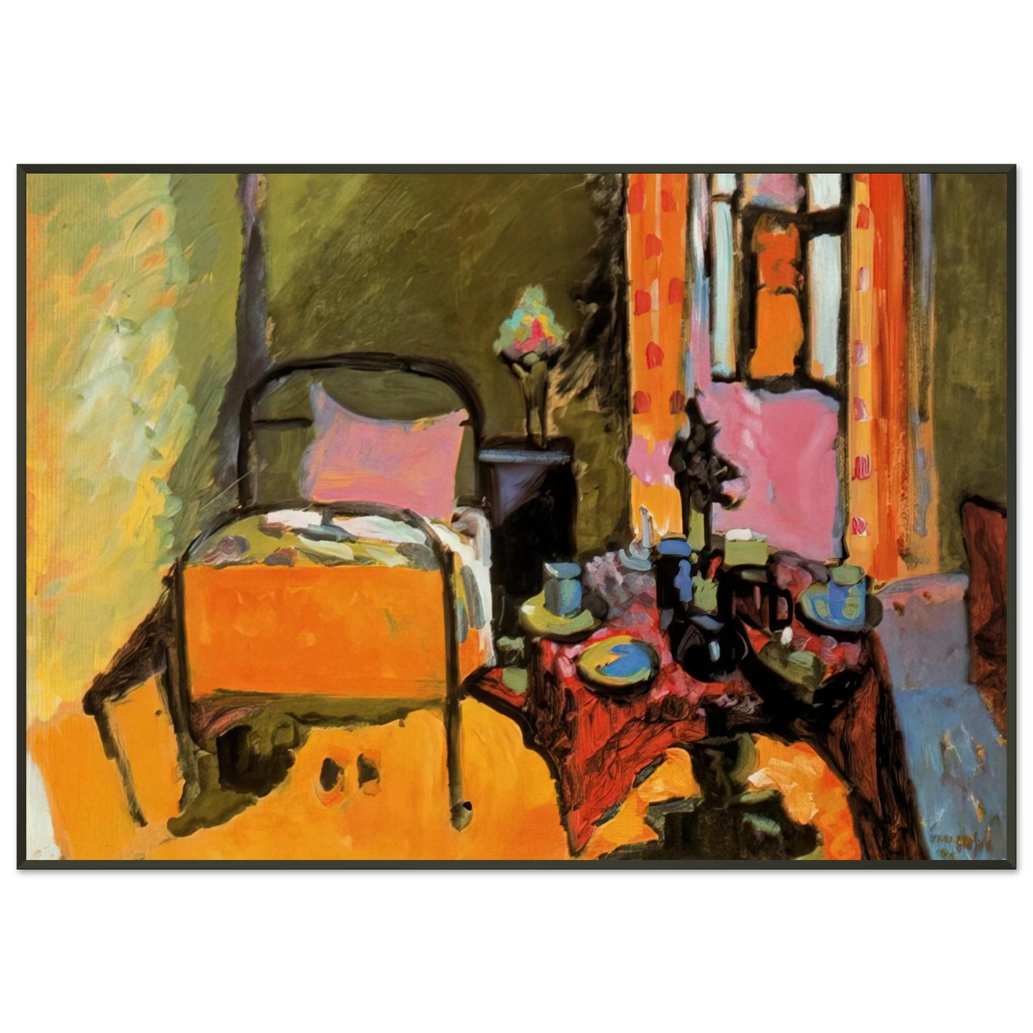Wassily Kandinsky  BEDROOM IN AINTMILLERSTRASSE 1909 Framed Art Print  - Aluminum Frame - 21x29.7 cm / 8x12"