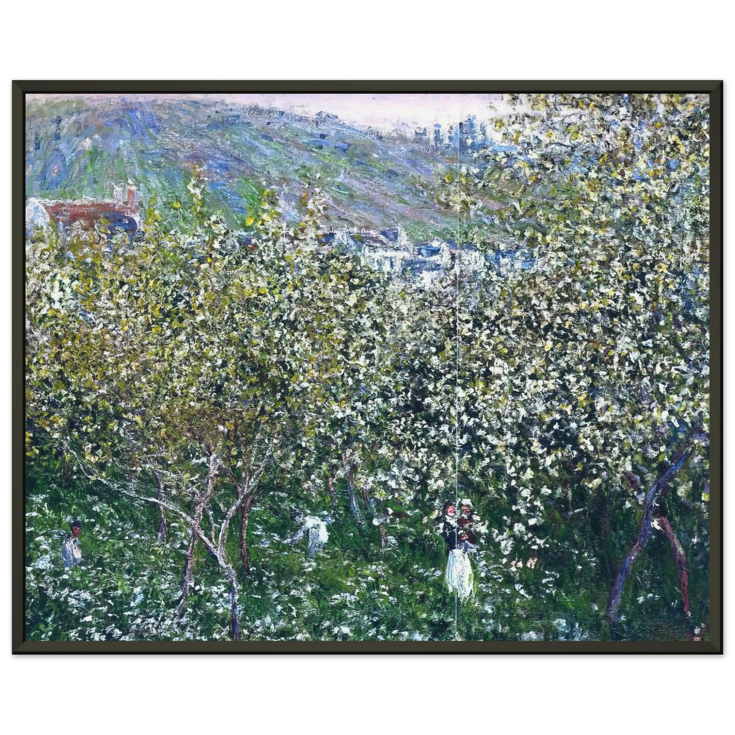 claude monet Vetheuil Flowering Plum Trees Framed Art Print - Aluminum Frame - 40x50 cm / 16x20 inches