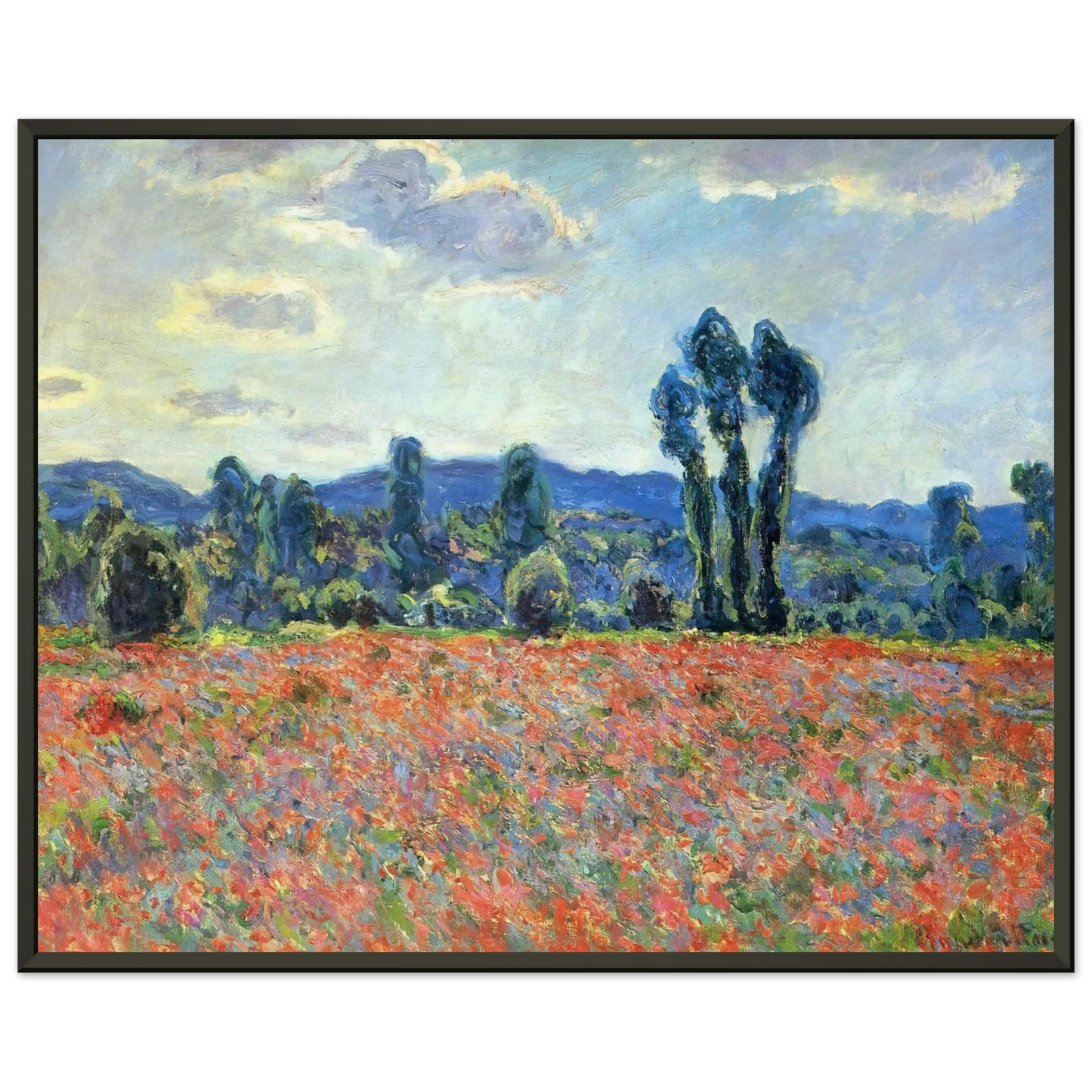 claude monet  Poppy Field in Giverny Framed Art Print  - Aluminum Frame - 70x100 cm / 28x40 inches