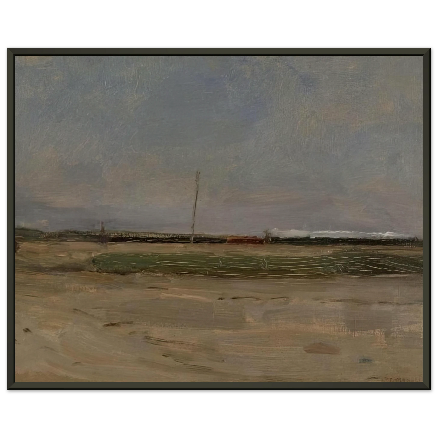 Piet Mondrian Polder Landscape with a Train and a Small Windmill on the Horizon Framed Art Print - Aluminum Frame - 70x100 cm / 28x40 inches