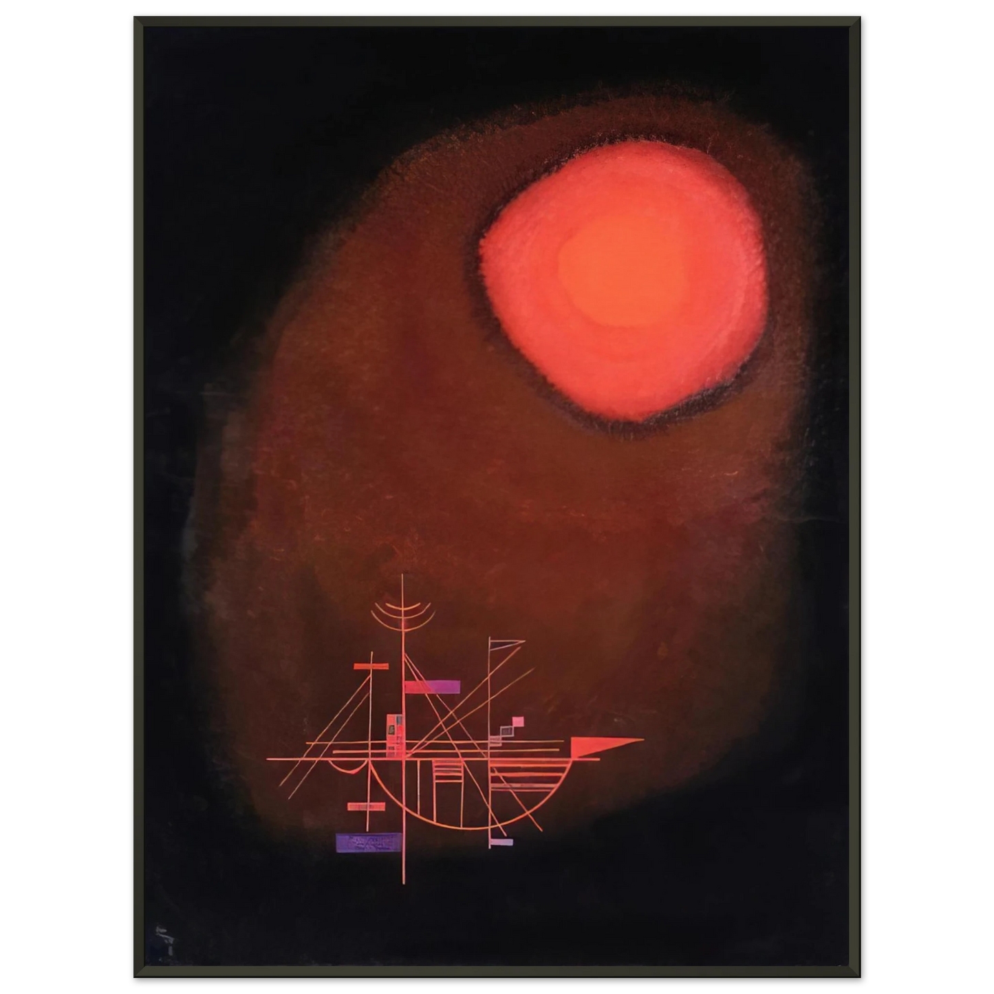Wassily Kandinsky RED SUN AND SHIP Framed Art Print - Aluminum Frame - 40x50 cm / 16x20 inches