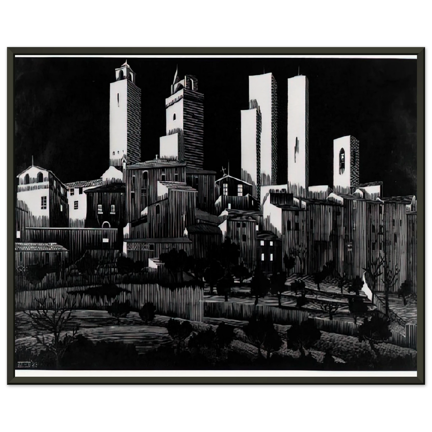 MC Escher  SAN GIMIGNANO Framed Art Print  - Aluminum Frame - 70x100 cm / 28x40 inches