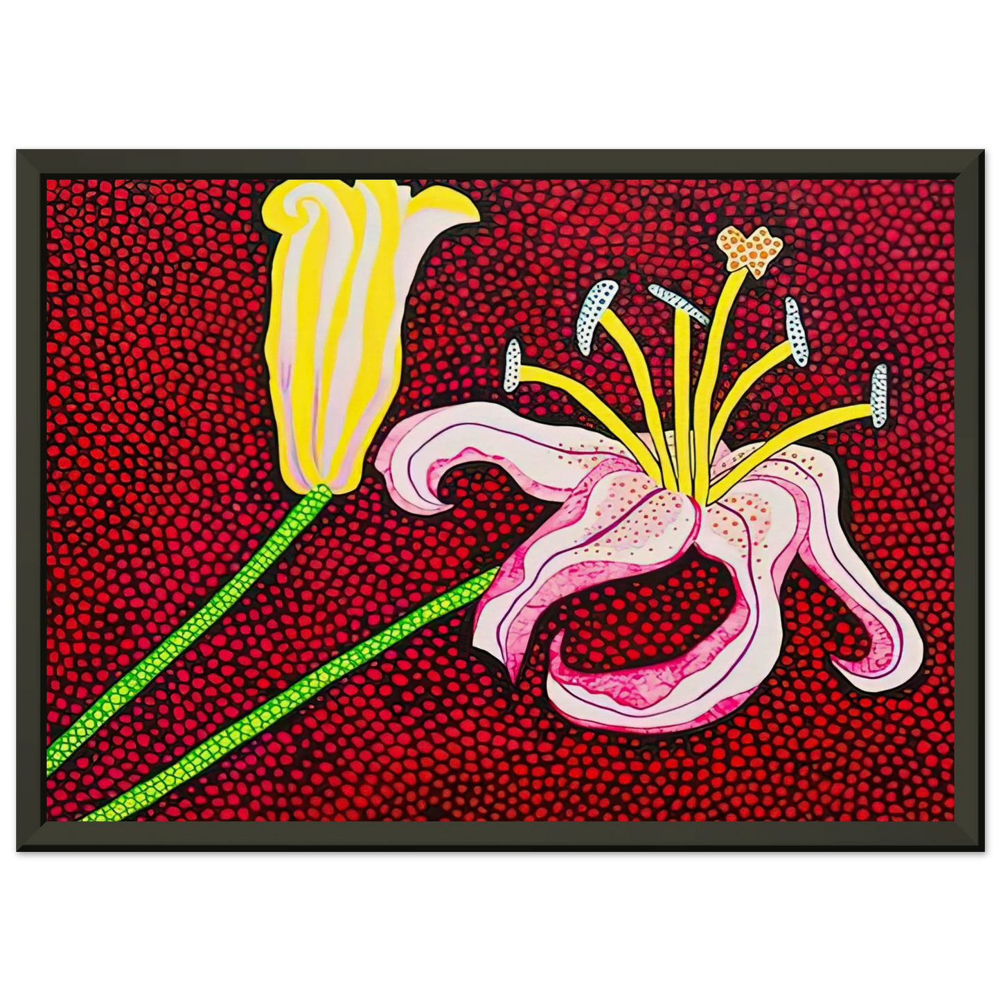 Yayoi Kusama READY TO BLOSSOM IN THE MORNING 1989 Framed Art Print - Aluminum Frame - 40x50 cm / 16x20 inches
