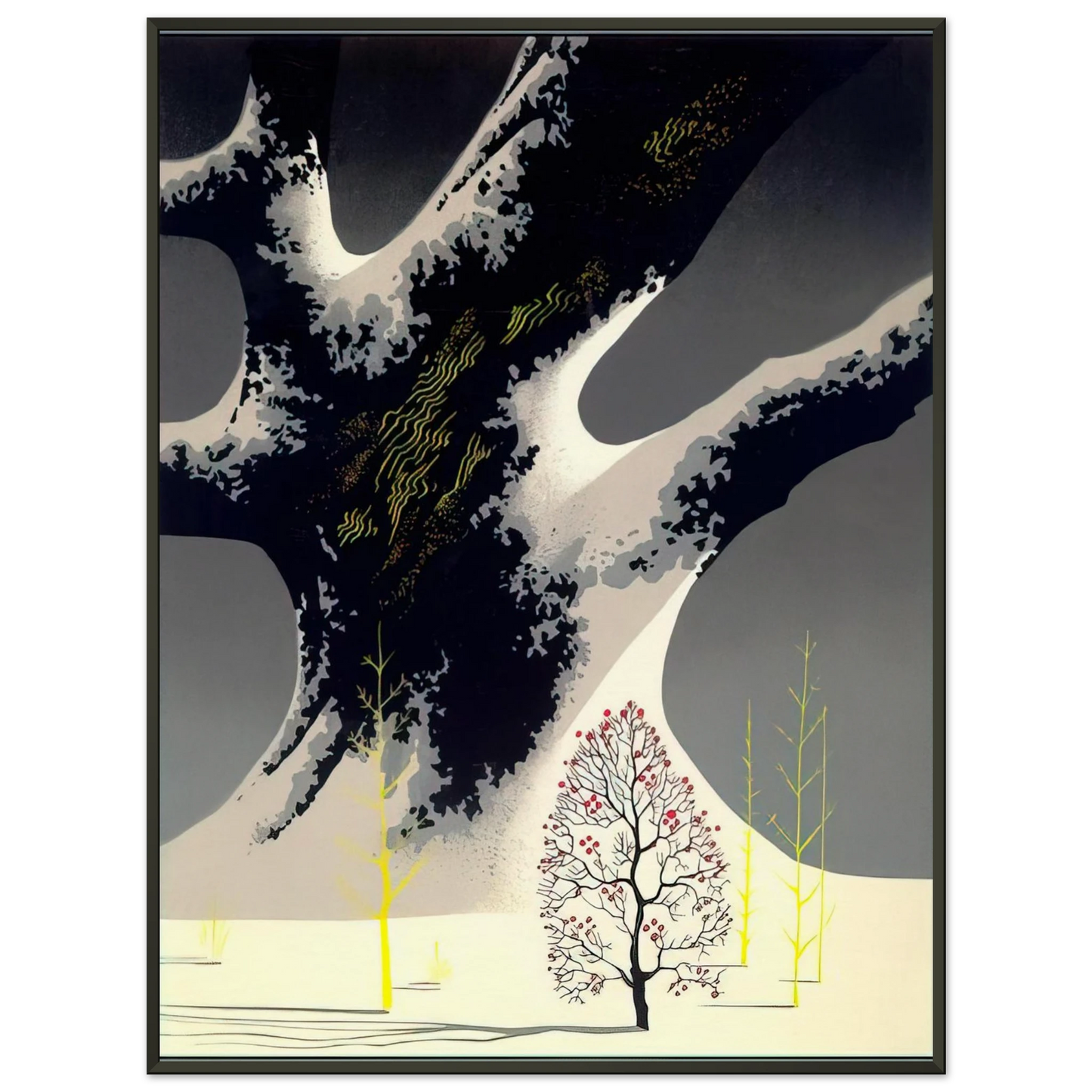 Eyvind Earle Winter Oak Framed Art Print - Aluminum Frame - 40x50 cm / 16x20 inches