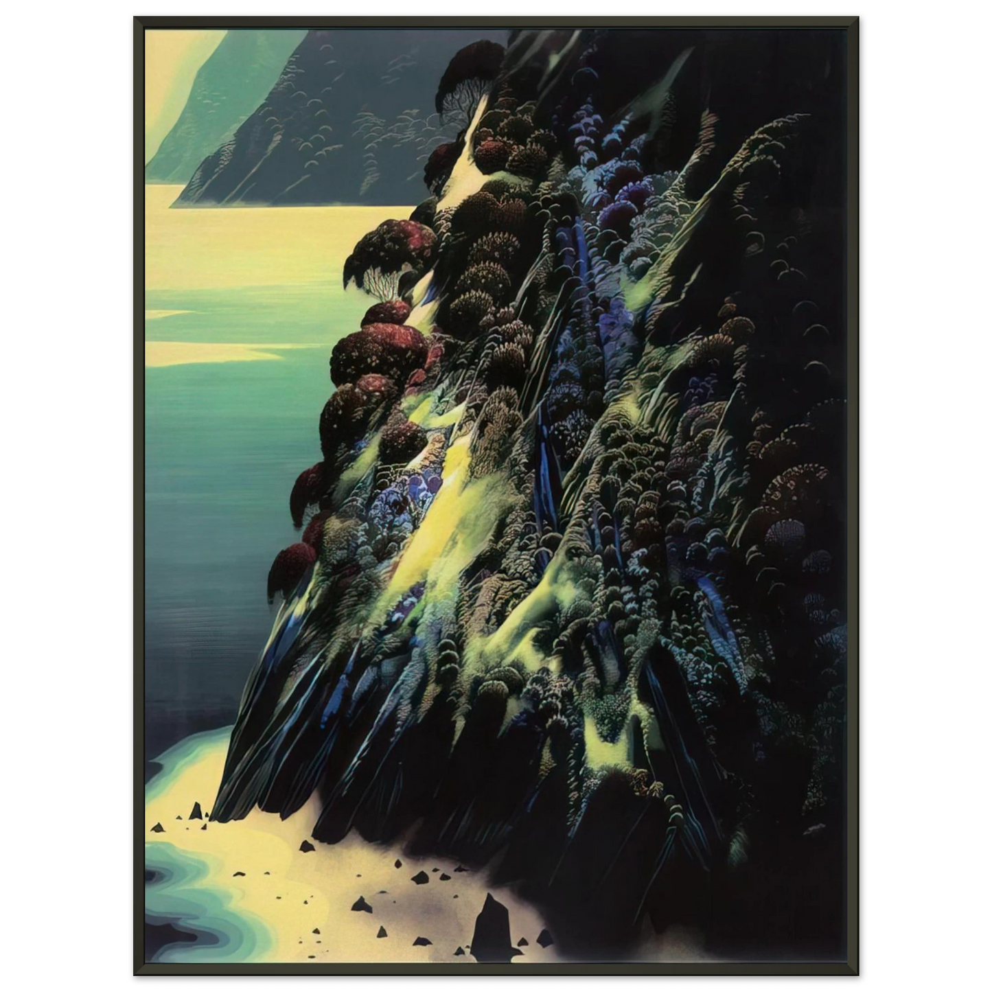Eyvind Earle  Big Sur Poem Framed Art Print  - Aluminum Frame - 70x100 cm / 28x40 inches